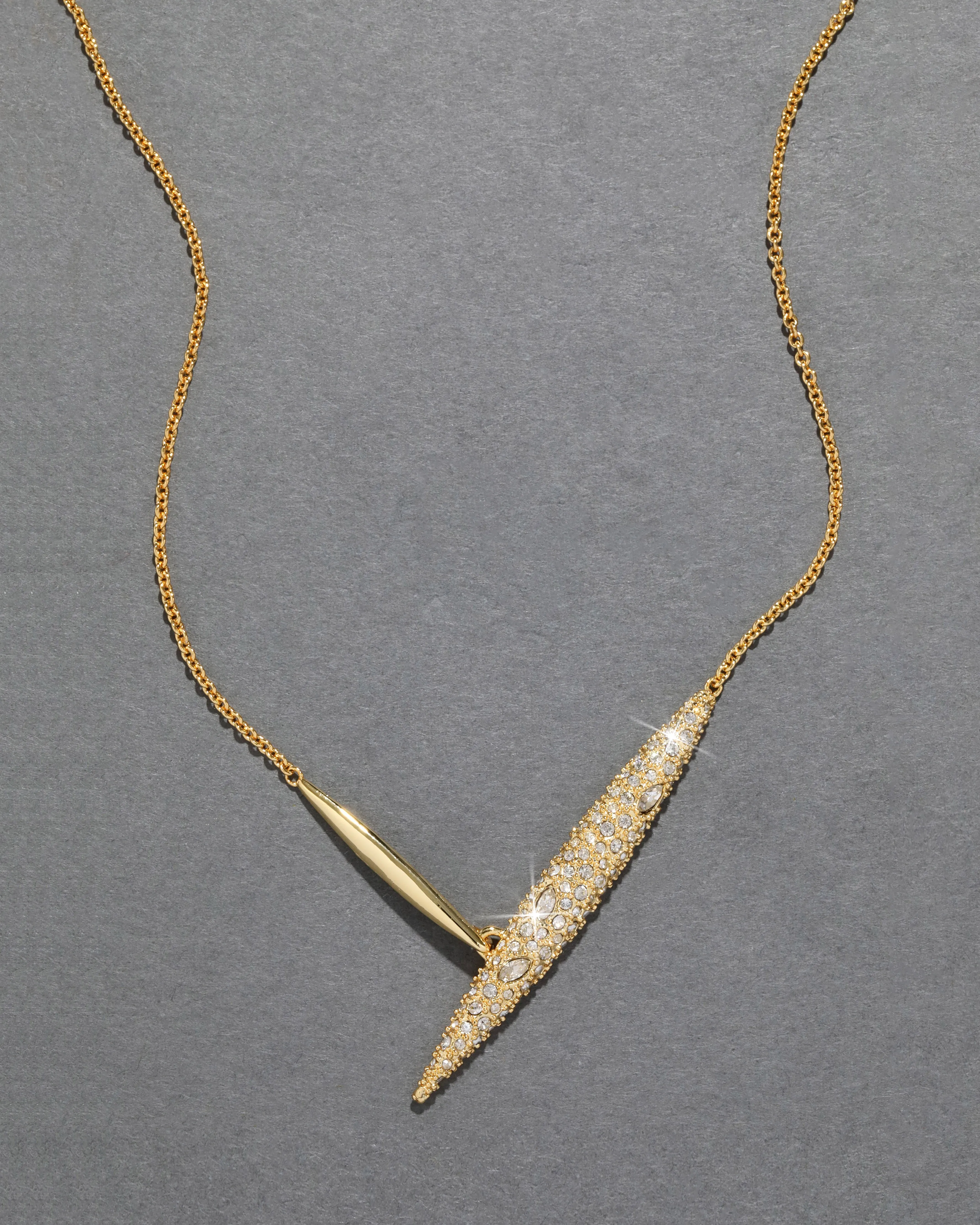 Crystal Encrusted Gold Spike Necklace sold by Alexis Bittar