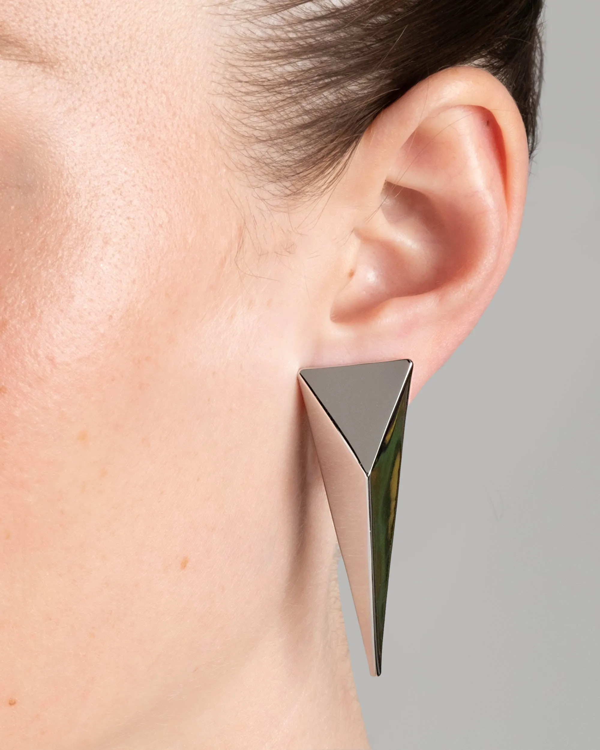 Extra Large Silver Pyramid Clip Earring sold by Alexis Bittar product image thumbnail 2