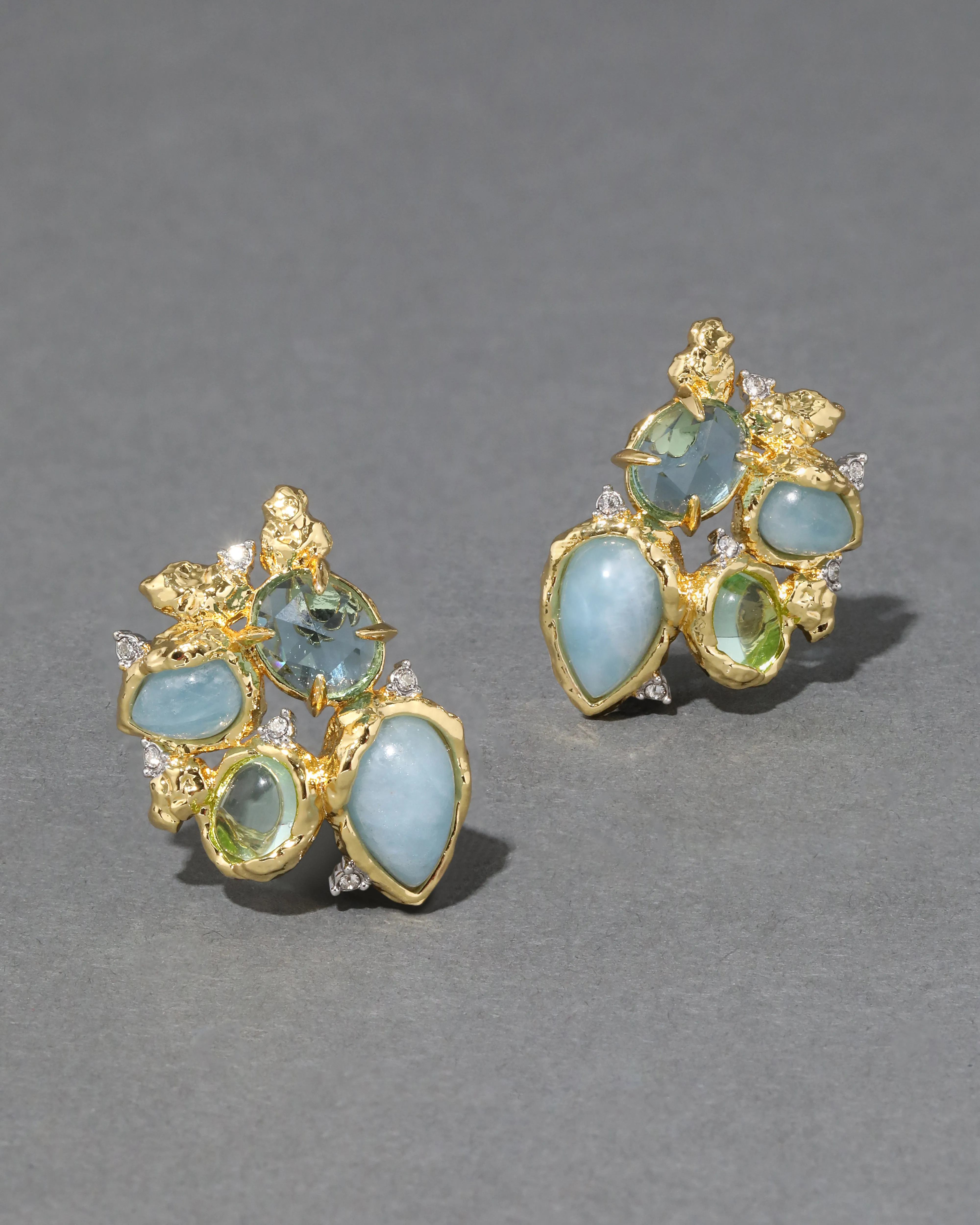 Golden Pebble Cake Cluster Post Earring - Aquamarine sold by Alexis Bittar