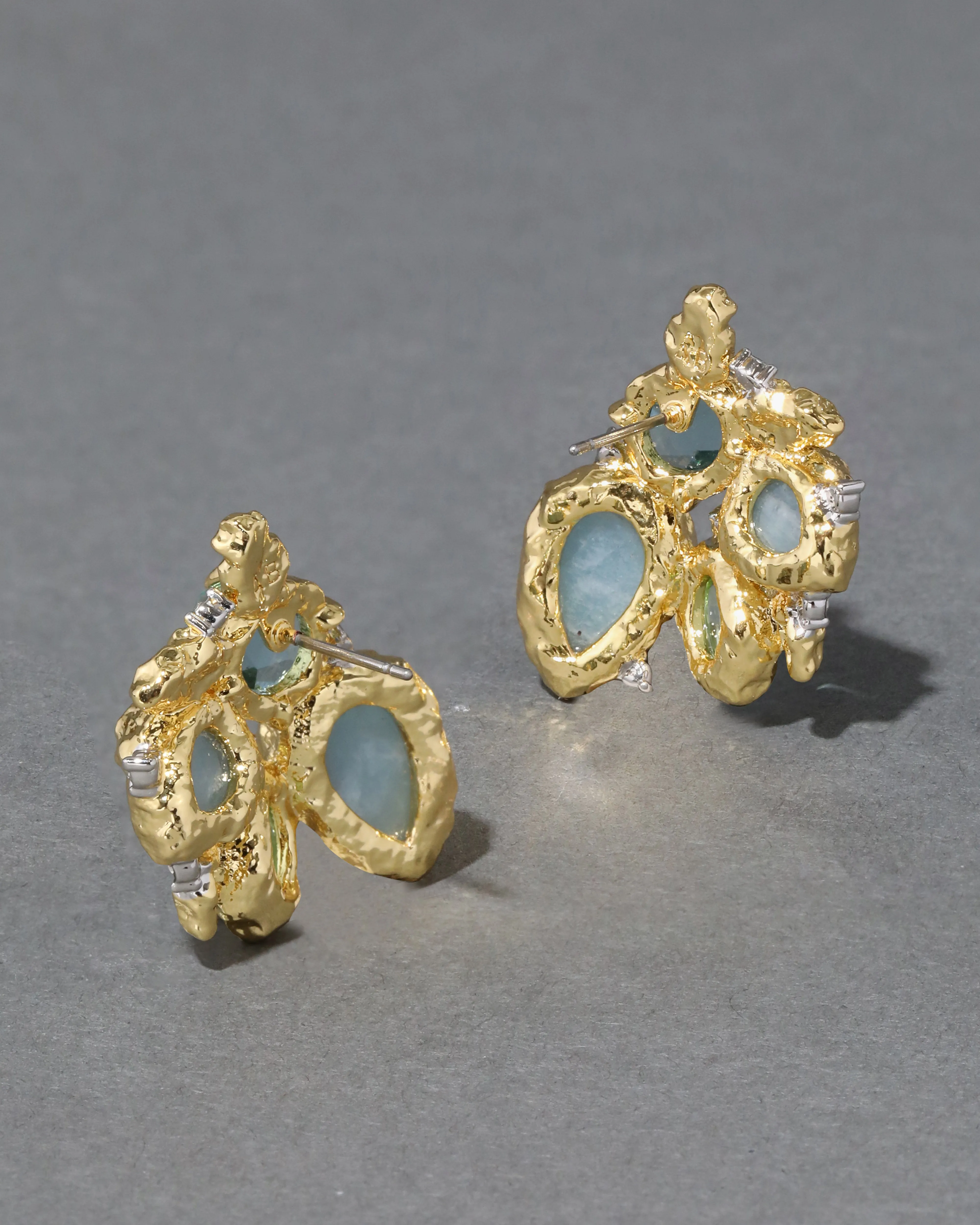 Golden Pebble Cake Cluster Post Earring - Aquamarine sold by Alexis Bittar product image thumbnail 4