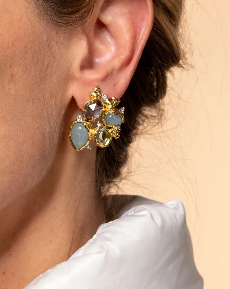 Golden Pebble Cake Cluster Post Earring - Aquamarine sold by Alexis Bittar product image thumbnail 2