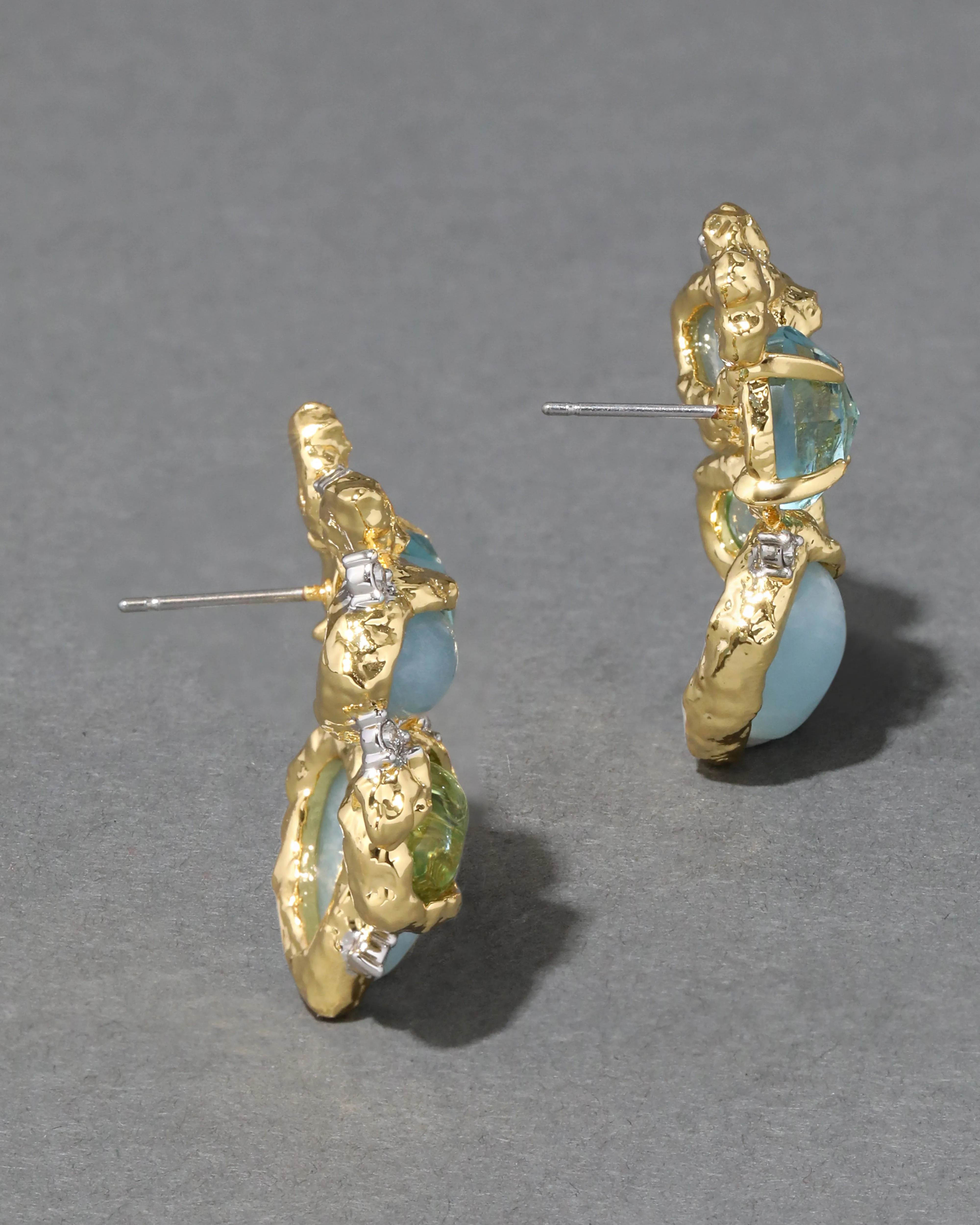 Golden Pebble Cake Cluster Post Earring - Aquamarine sold by Alexis Bittar product image thumbnail 5