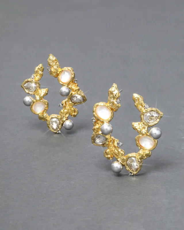 Golden Pebble Cake Front Back Cluster Hoop Earring - Mother of Pearl sold by Alexis Bittar