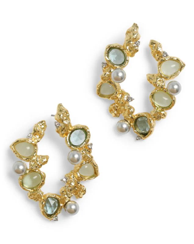 Golden Pebble Cake Front Back Cluster Hoop Earring - Aquamarine sold by Alexis Bittar