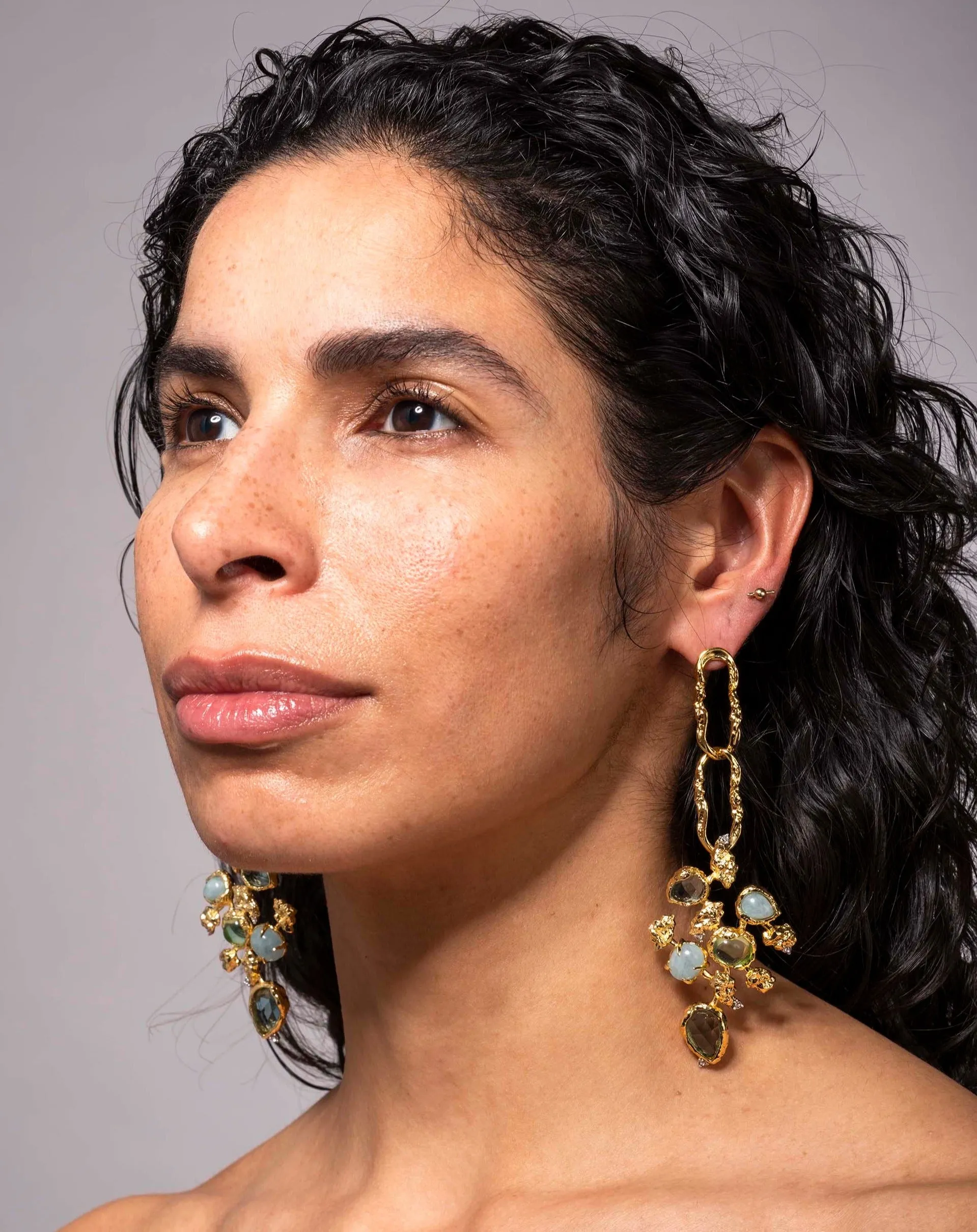 Golden Pebble Cake Large Statement Post Drop Earring sold by Alexis Bittar product image thumbnail 4