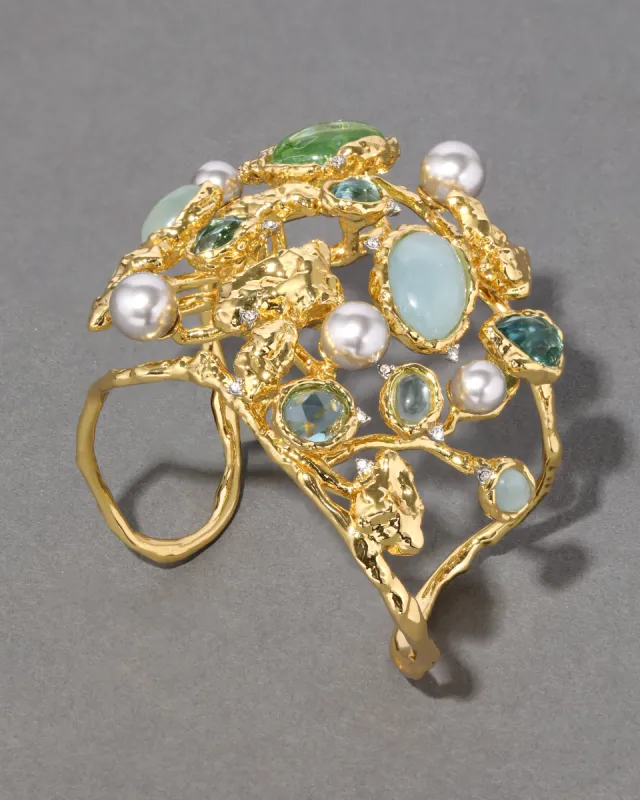 Golden Pebble Cake Large Cuff Bracelet - Aquamarine sold by Alexis Bittar