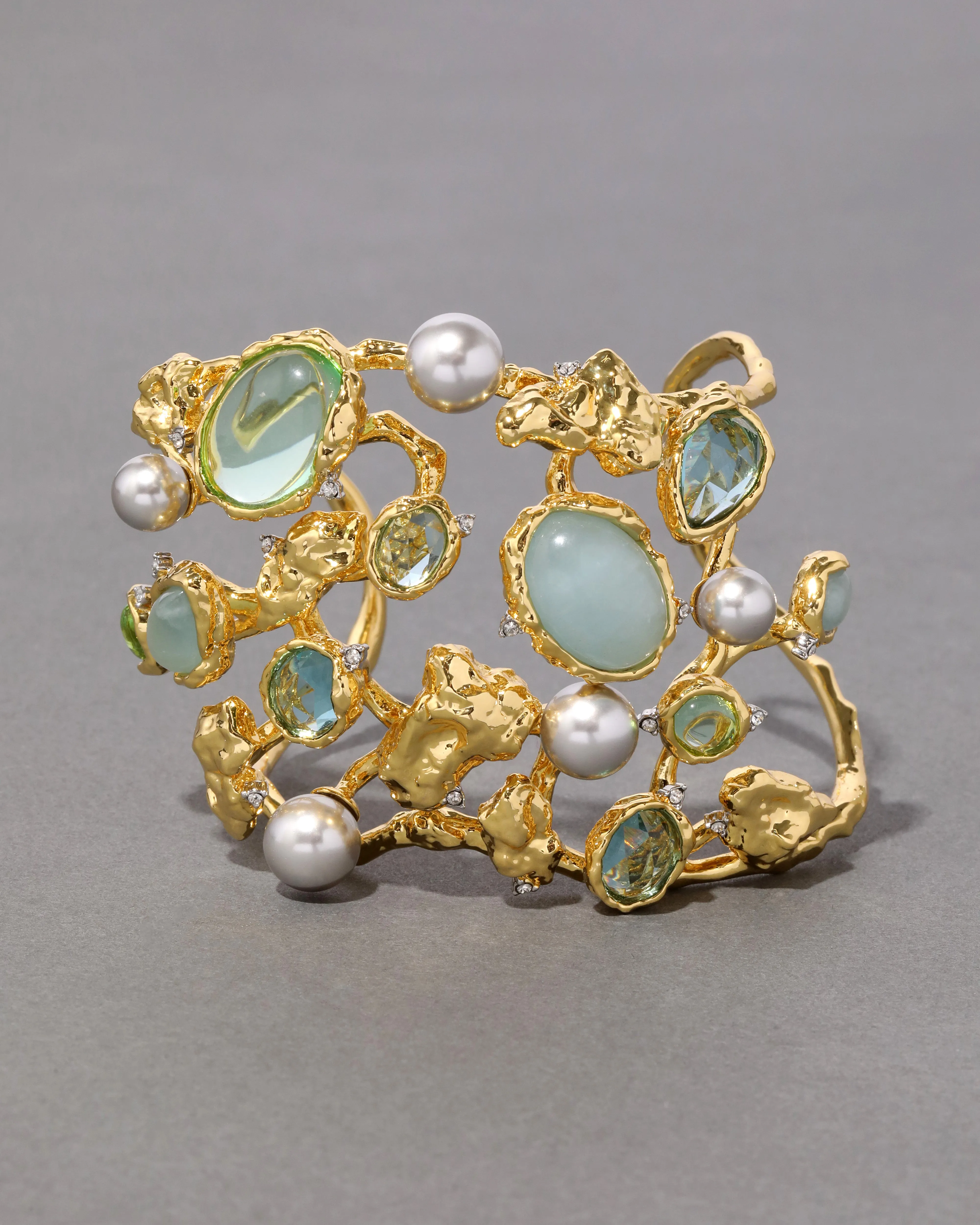 Golden Pebble Cake Large Cuff Bracelet - Aquamarine sold by Alexis Bittar product image thumbnail 4