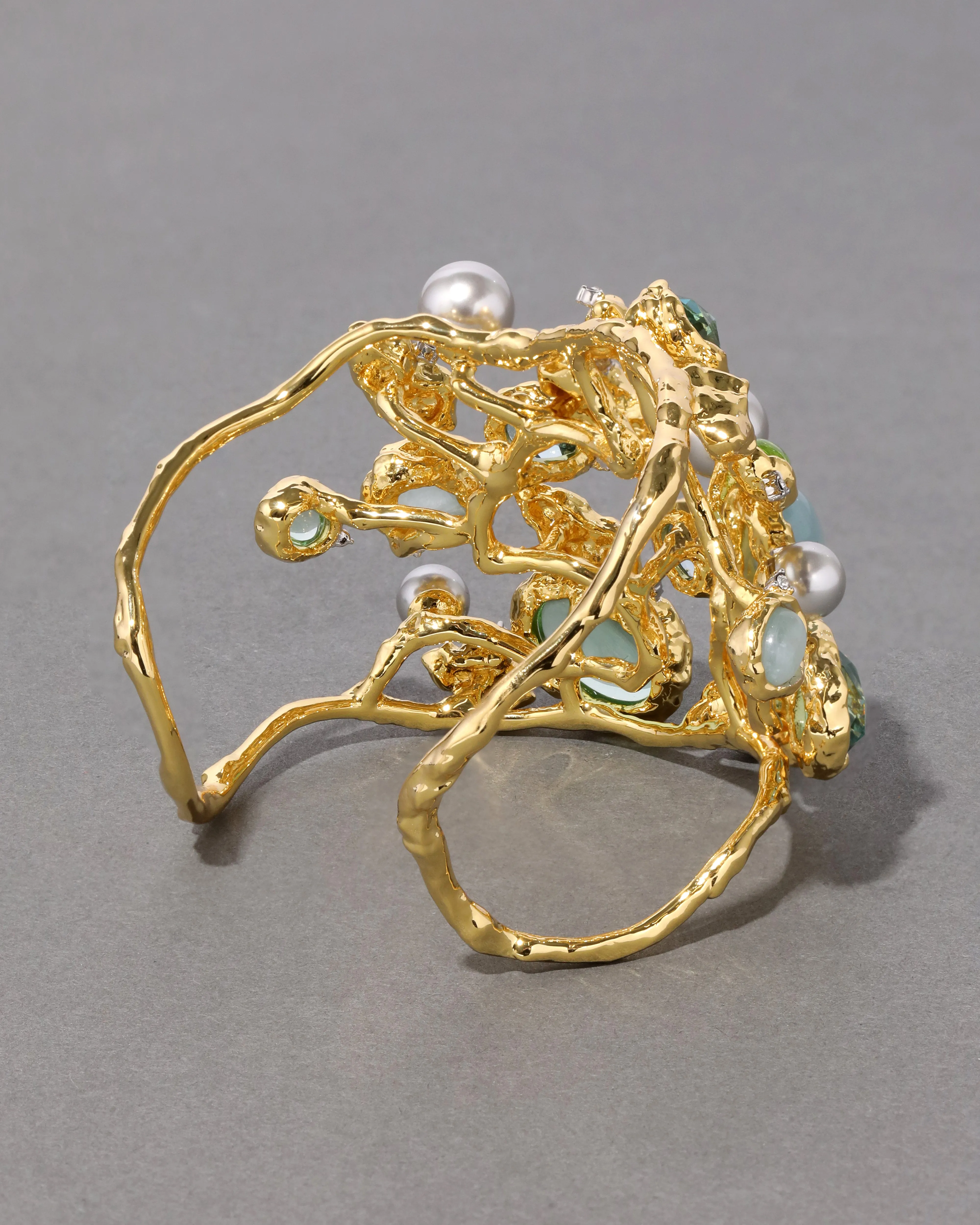 Golden Pebble Cake Large Cuff Bracelet - Aquamarine sold by Alexis Bittar product image thumbnail 5