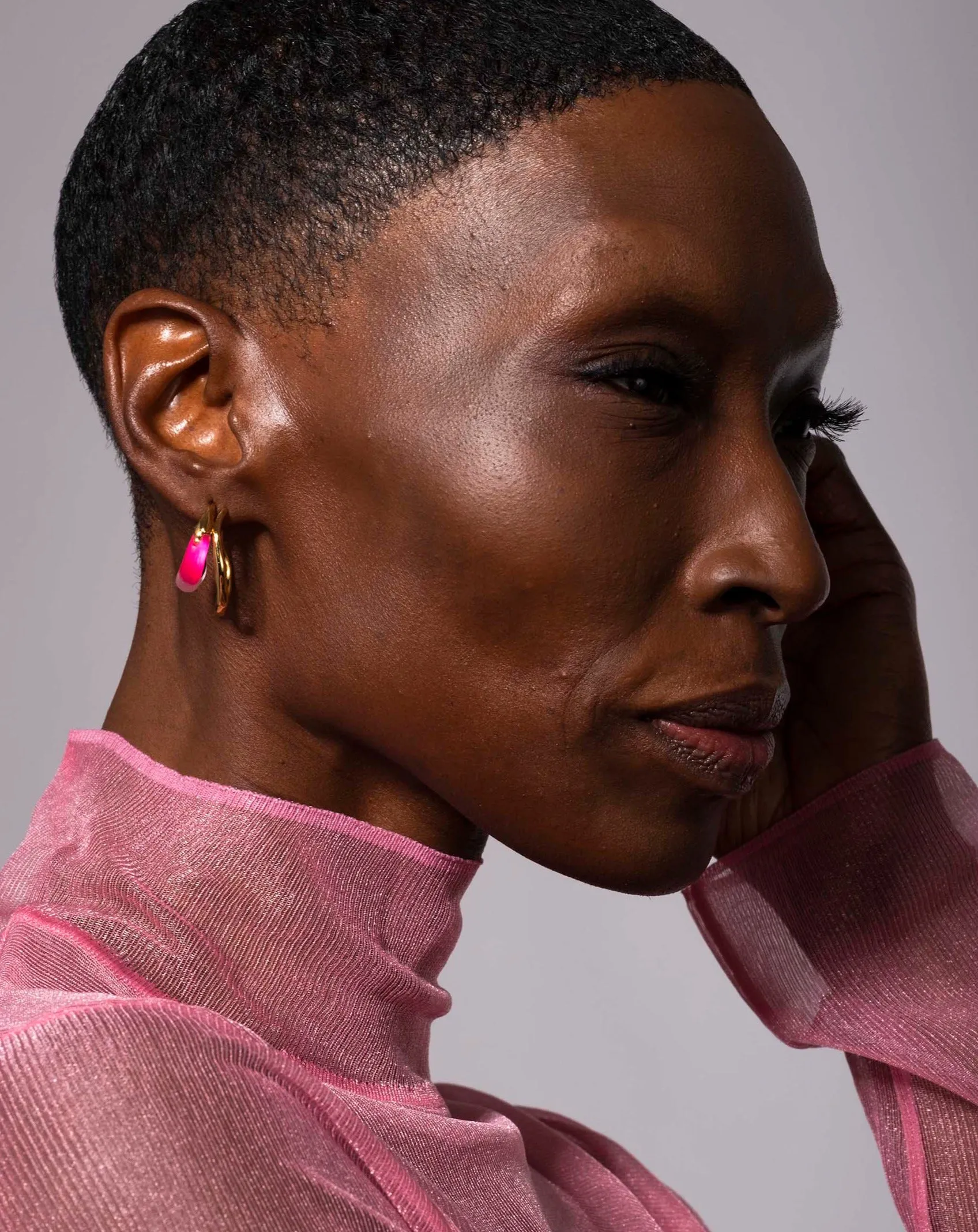 Lucite Molten Double Hoop Earring - Neon Pink sold by Alexis Bittar product image thumbnail 3