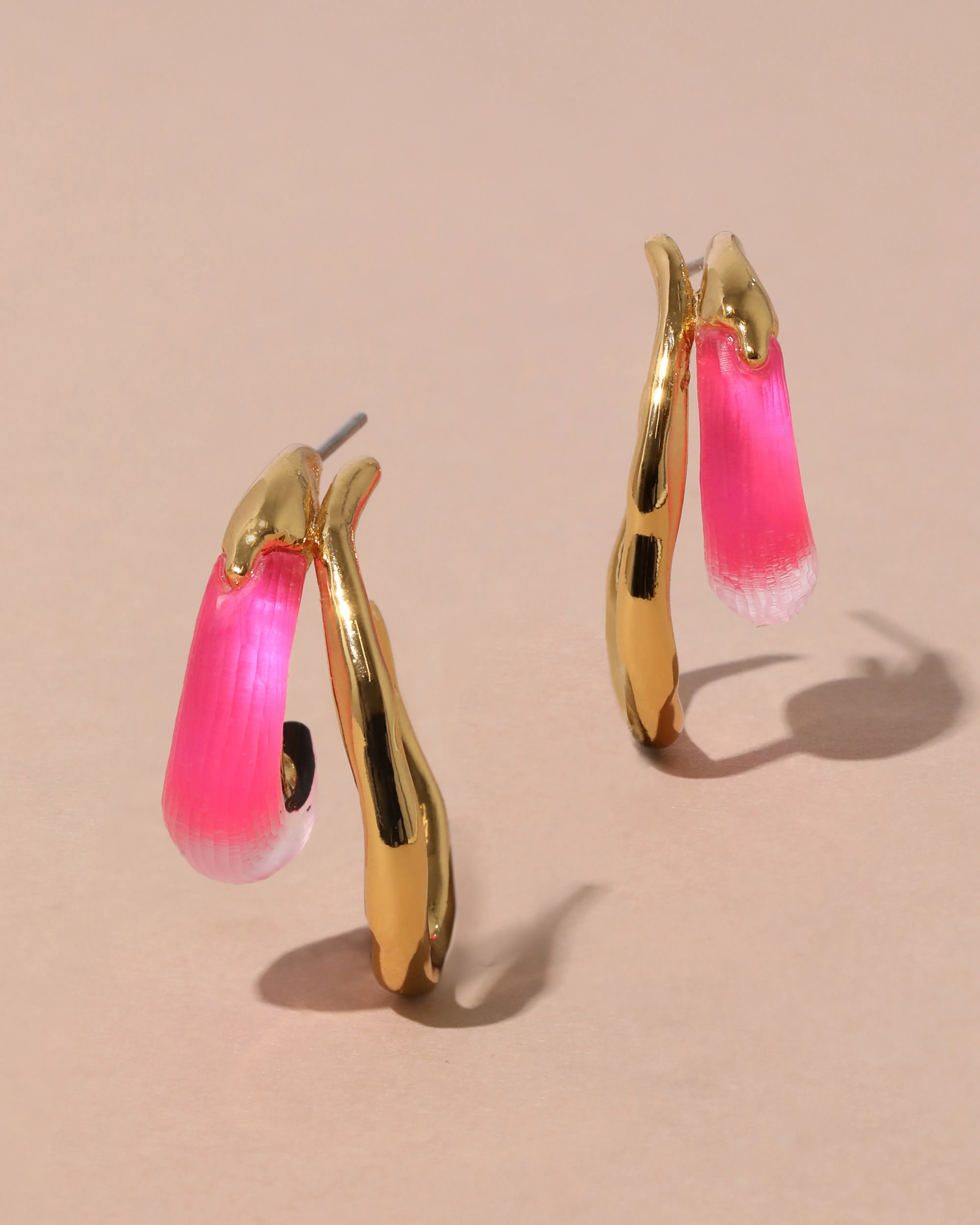 Lucite Molten Double Hoop Earring - Neon Pink sold by Alexis Bittar