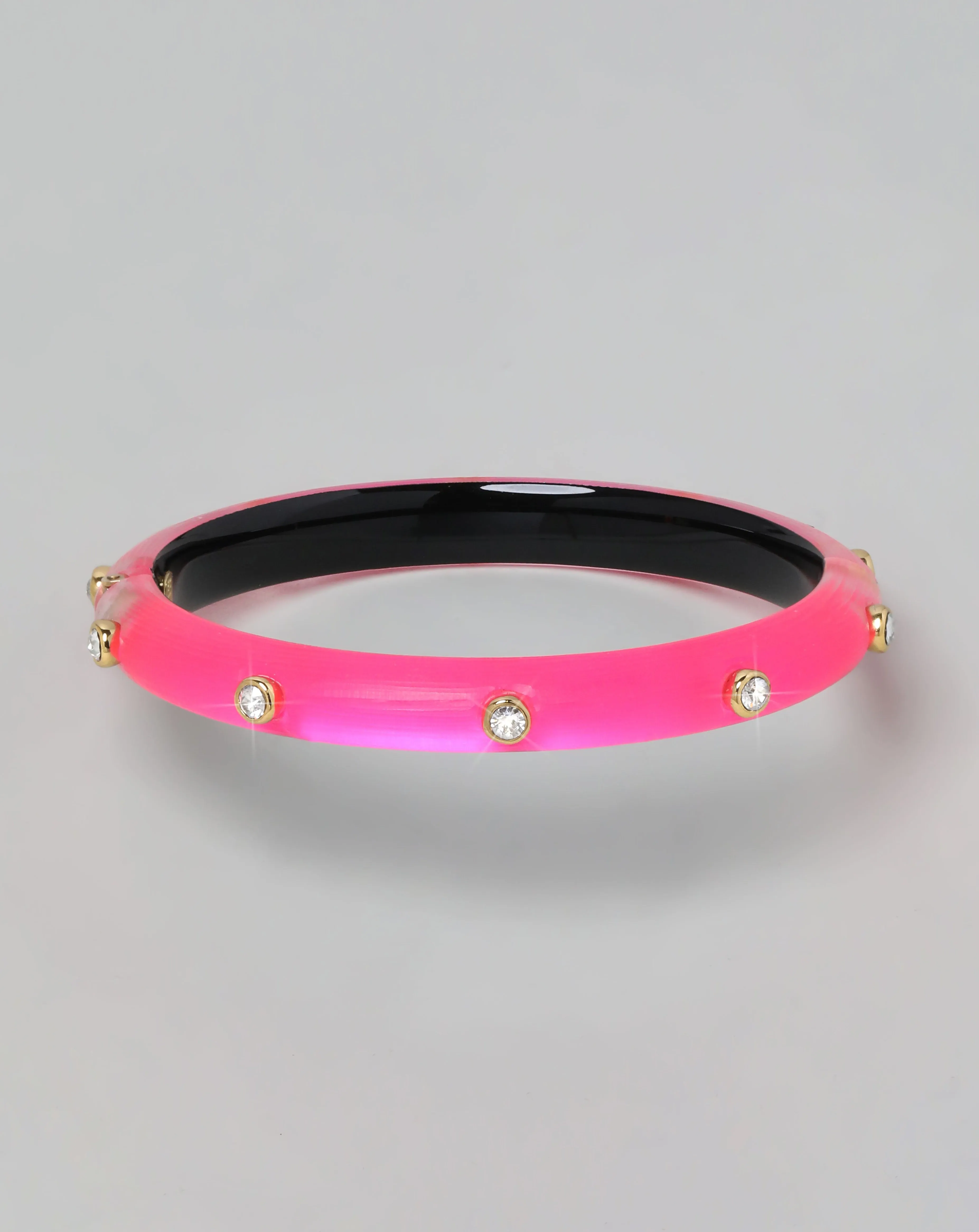 Crystal Studded Lucite Hinge Bracelet - Neon Pink sold by Alexis Bittar