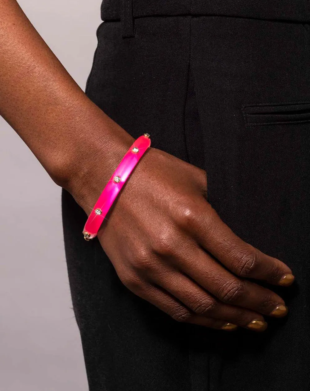 Crystal Studded Lucite Hinge Bracelet - Neon Pink sold by Alexis Bittar product image thumbnail 2