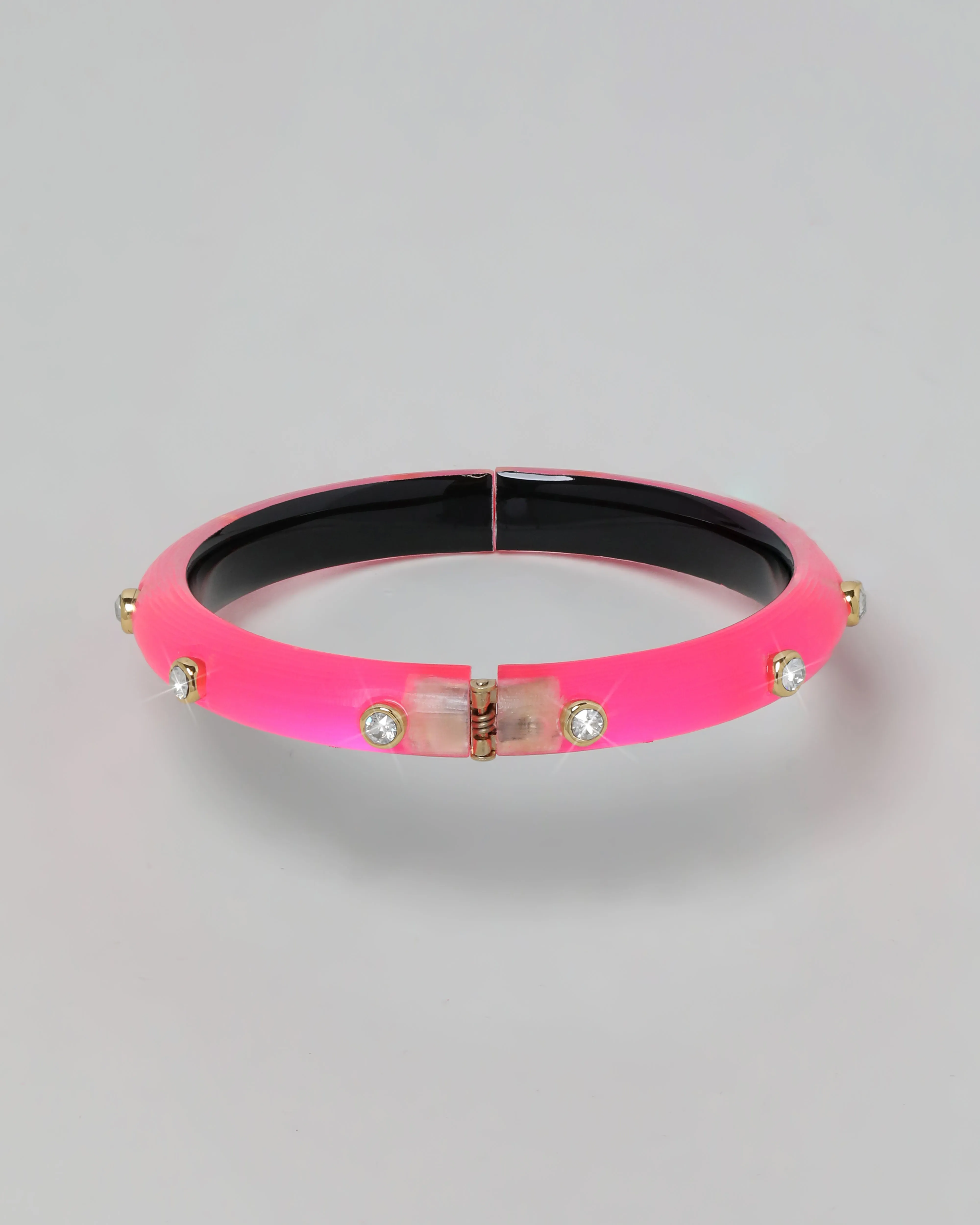 Crystal Studded Lucite Hinge Bracelet - Neon Pink sold by Alexis Bittar product image thumbnail 3