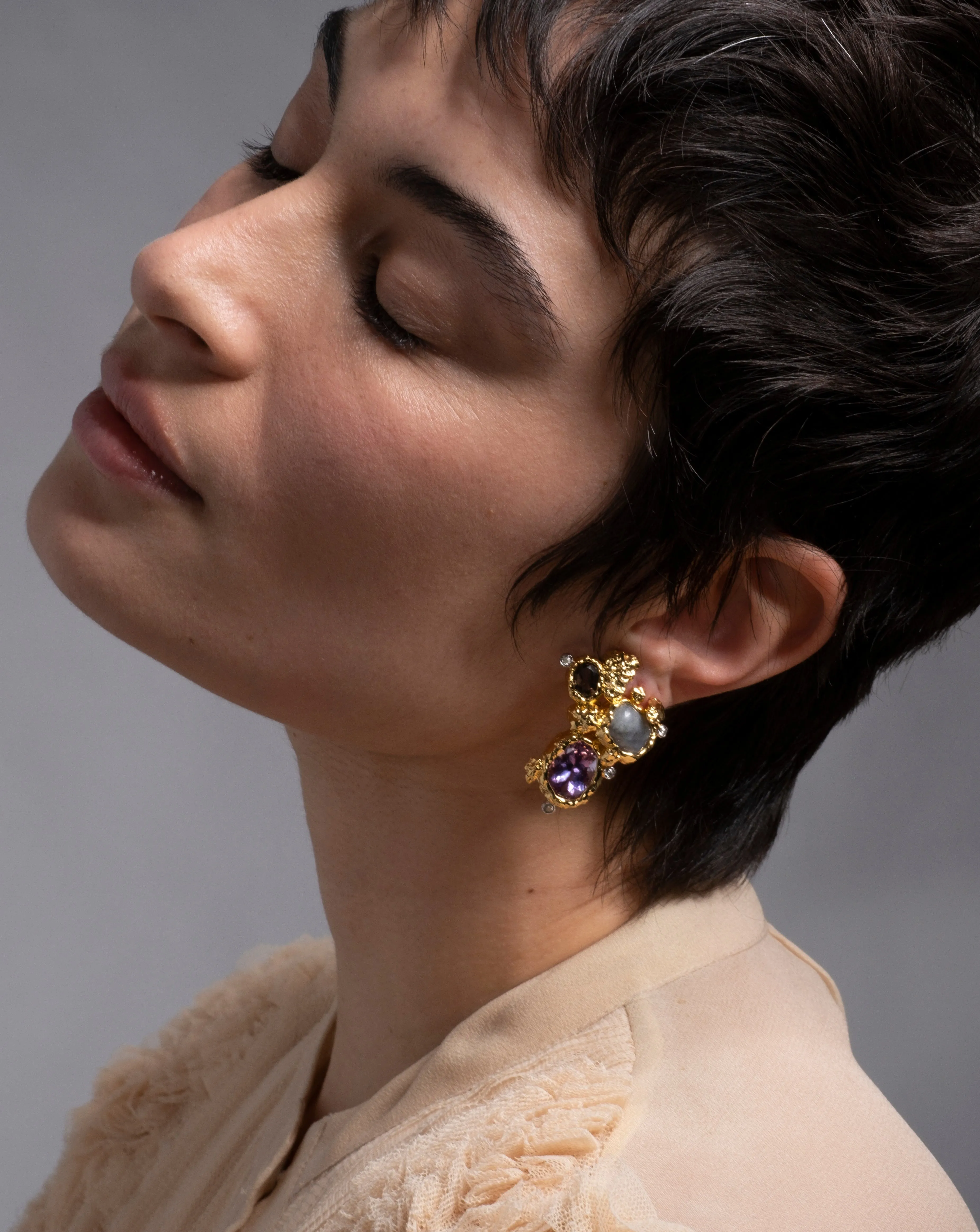 Golden Pebble Cake Cluster Clip On Earring- Amethyst sold by Alexis Bittar product image thumbnail 2