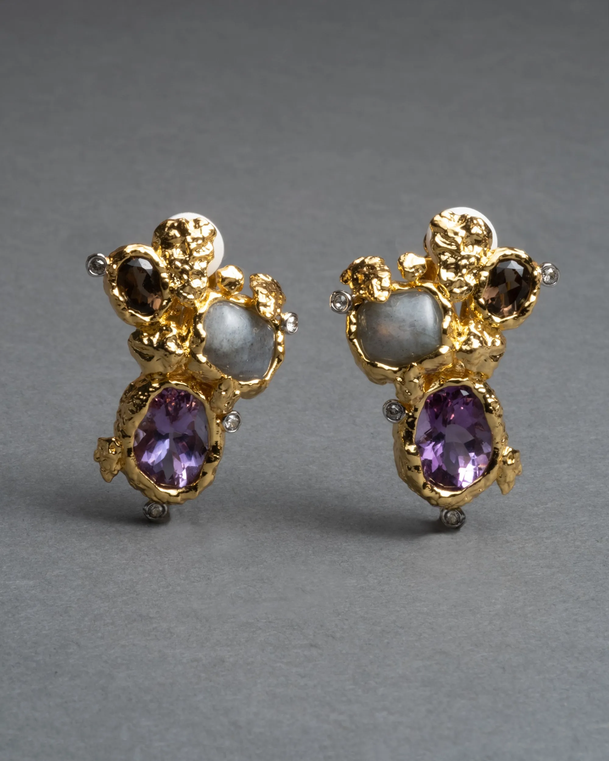 Golden Pebble Cake Cluster Clip On Earring- Amethyst sold by Alexis Bittar