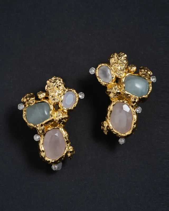 Golden Pebble Cake Cluster Clip On Earring- Aquamarine sold by Alexis Bittar