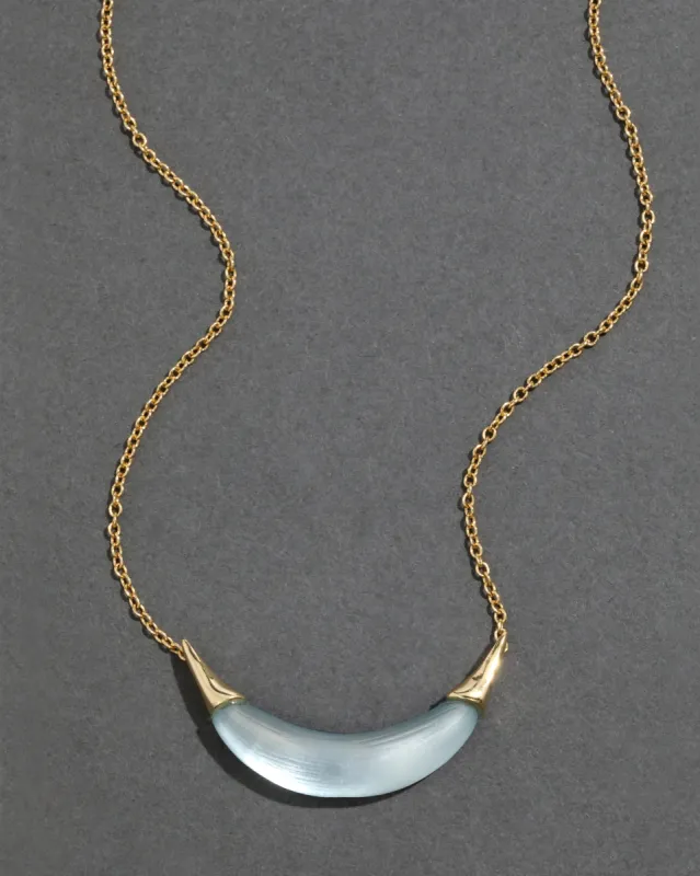 Gold Capped Crescent Lucite Necklace- Blue Grey sold by Alexis Bittar