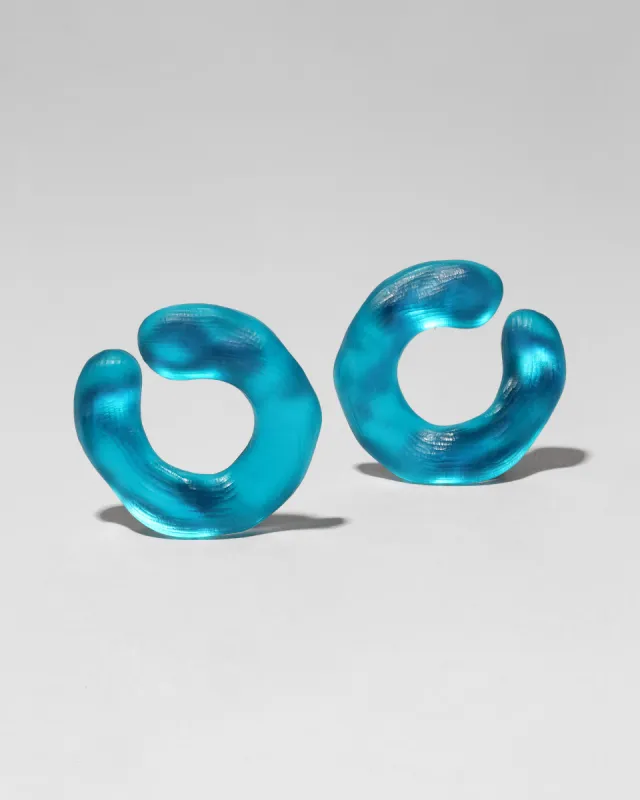 Lucite Large Front Facing Hoop Earring- Mediterranean Blue sold by Alexis Bittar