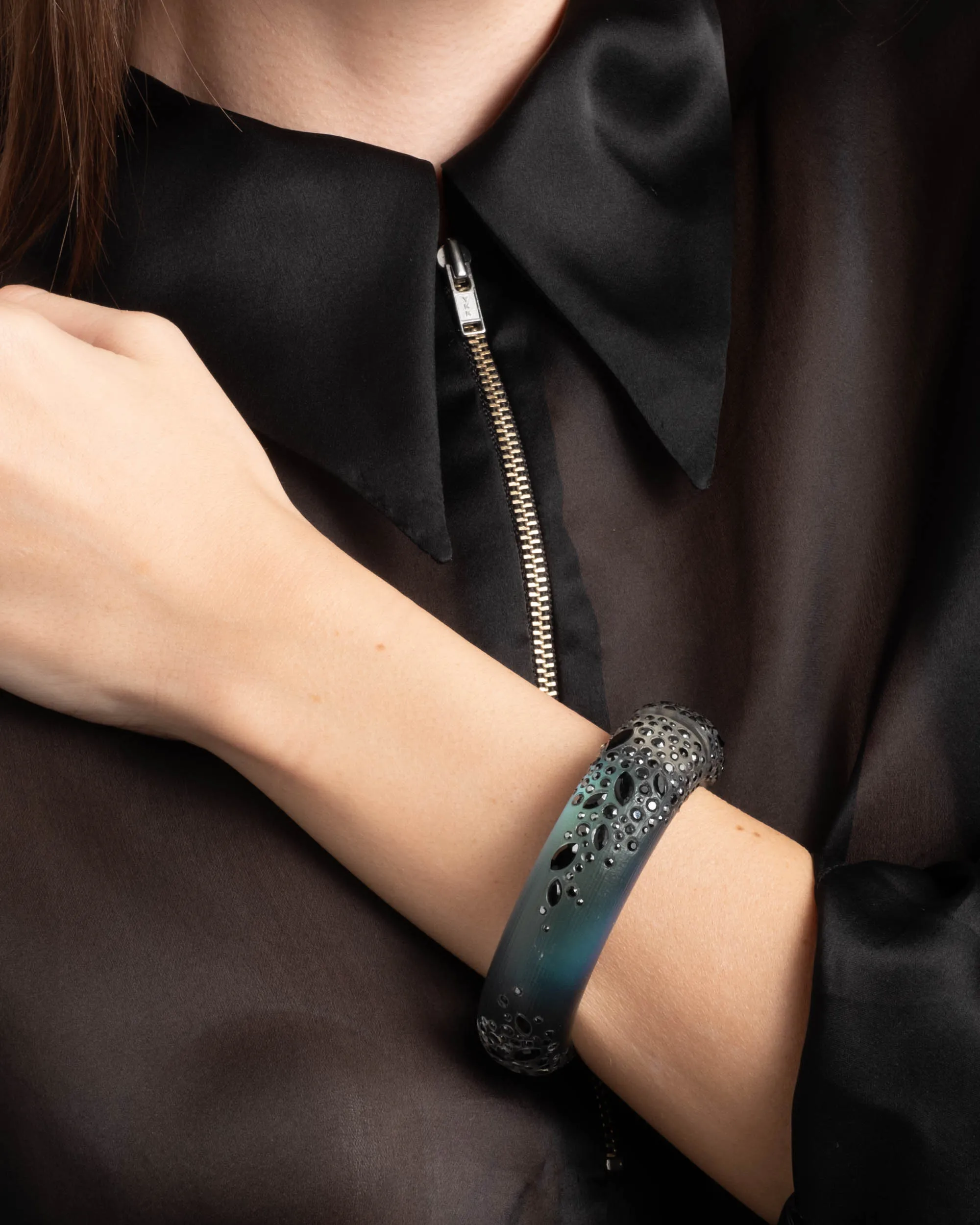 Confetti Crystal Lucite Hinge Bracelet- Black Beetle sold by Alexis Bittar product image thumbnail 2