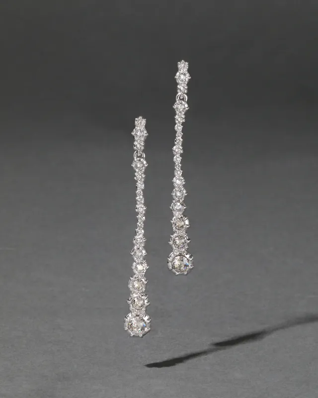 Punk Royale Crystal Linear Drop Earring- Silver sold by Alexis Bittar