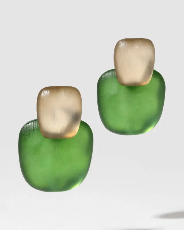 Layered Soft Square Lucite Post Earring- Moss Green sold by Alexis Bittar