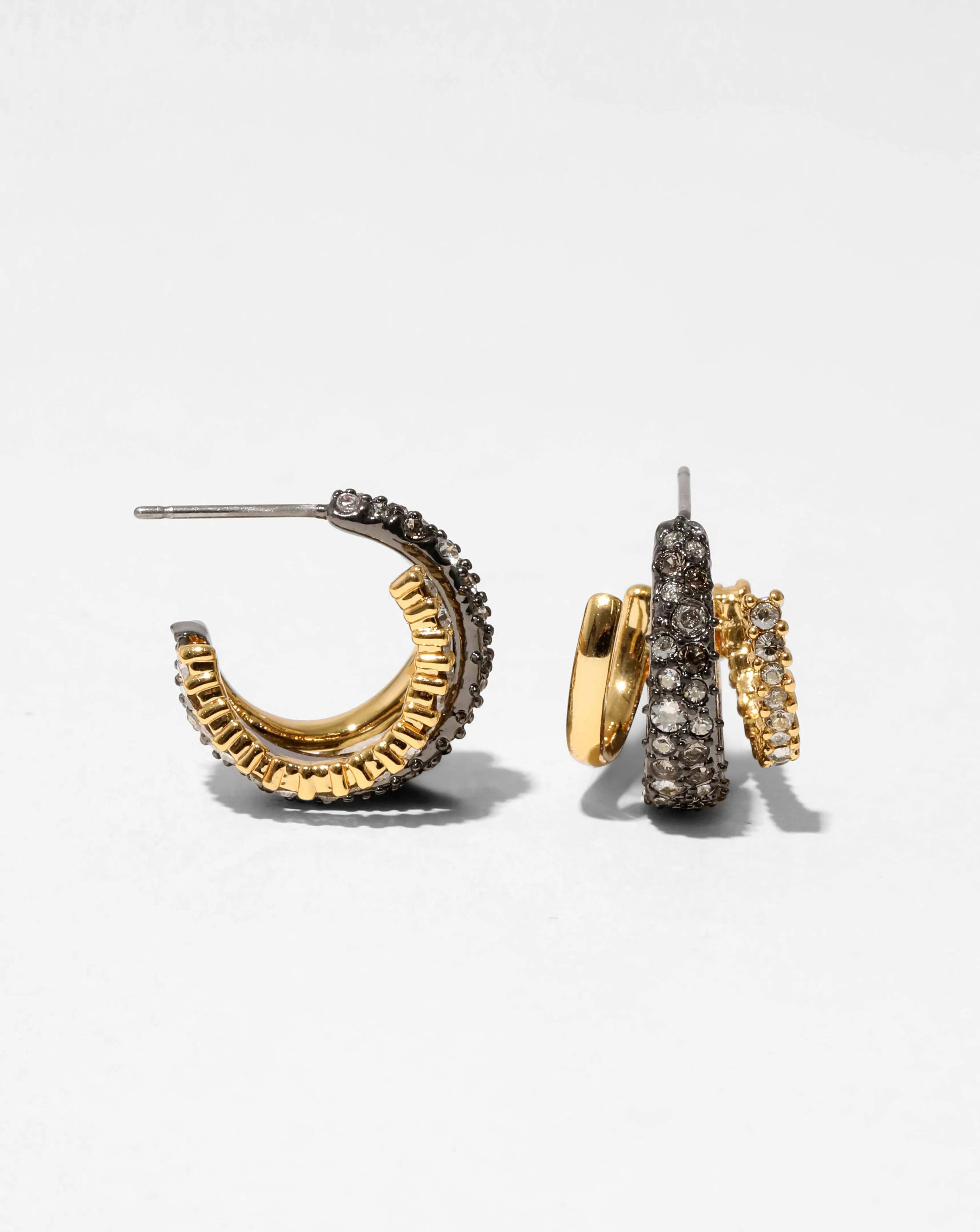 Crystal Encrusted Orbiting Hoop Earring- Gunmetal sold by Alexis Bittar product image thumbnail 3