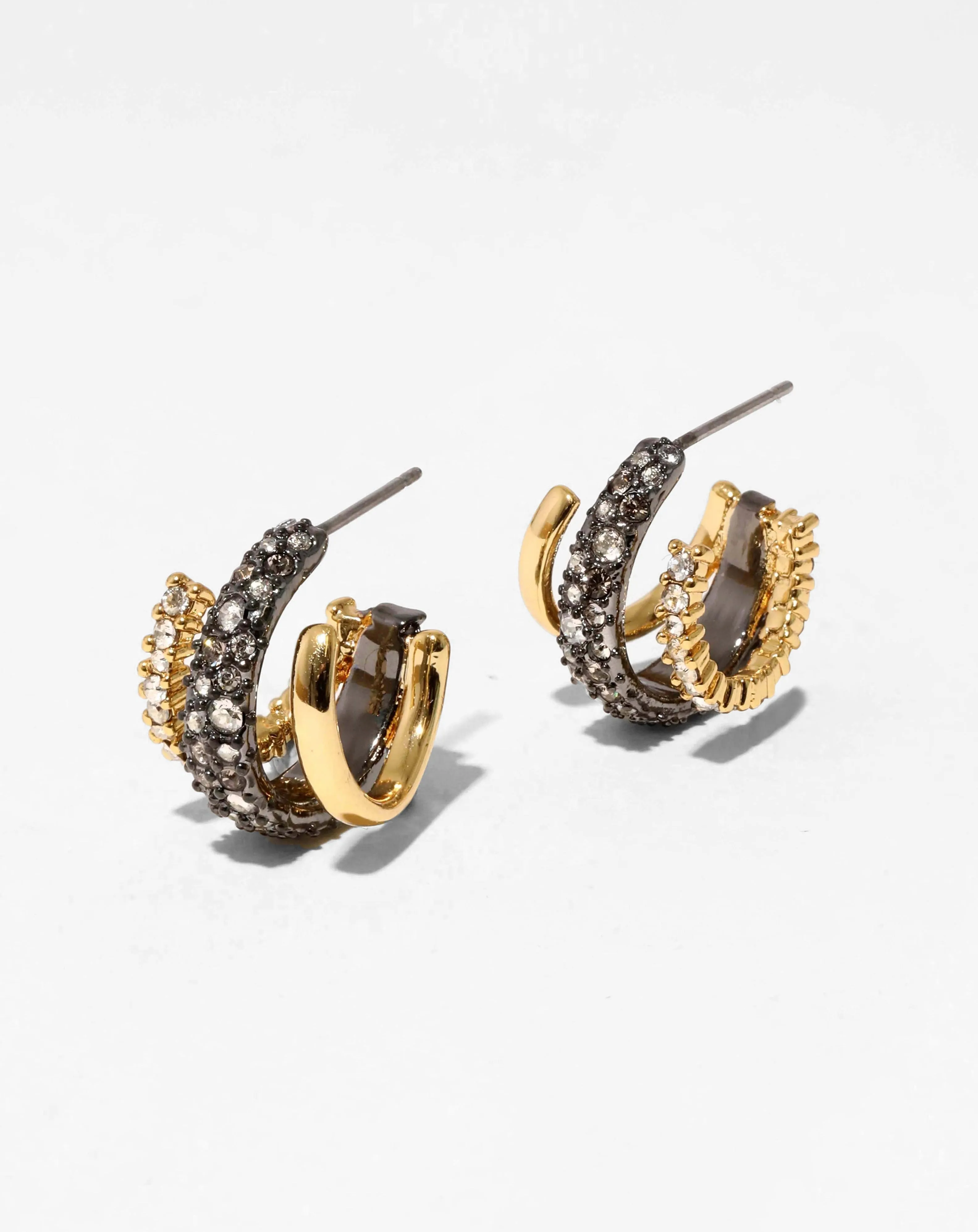 Crystal Encrusted Orbiting Hoop Earring- Gunmetal sold by Alexis Bittar