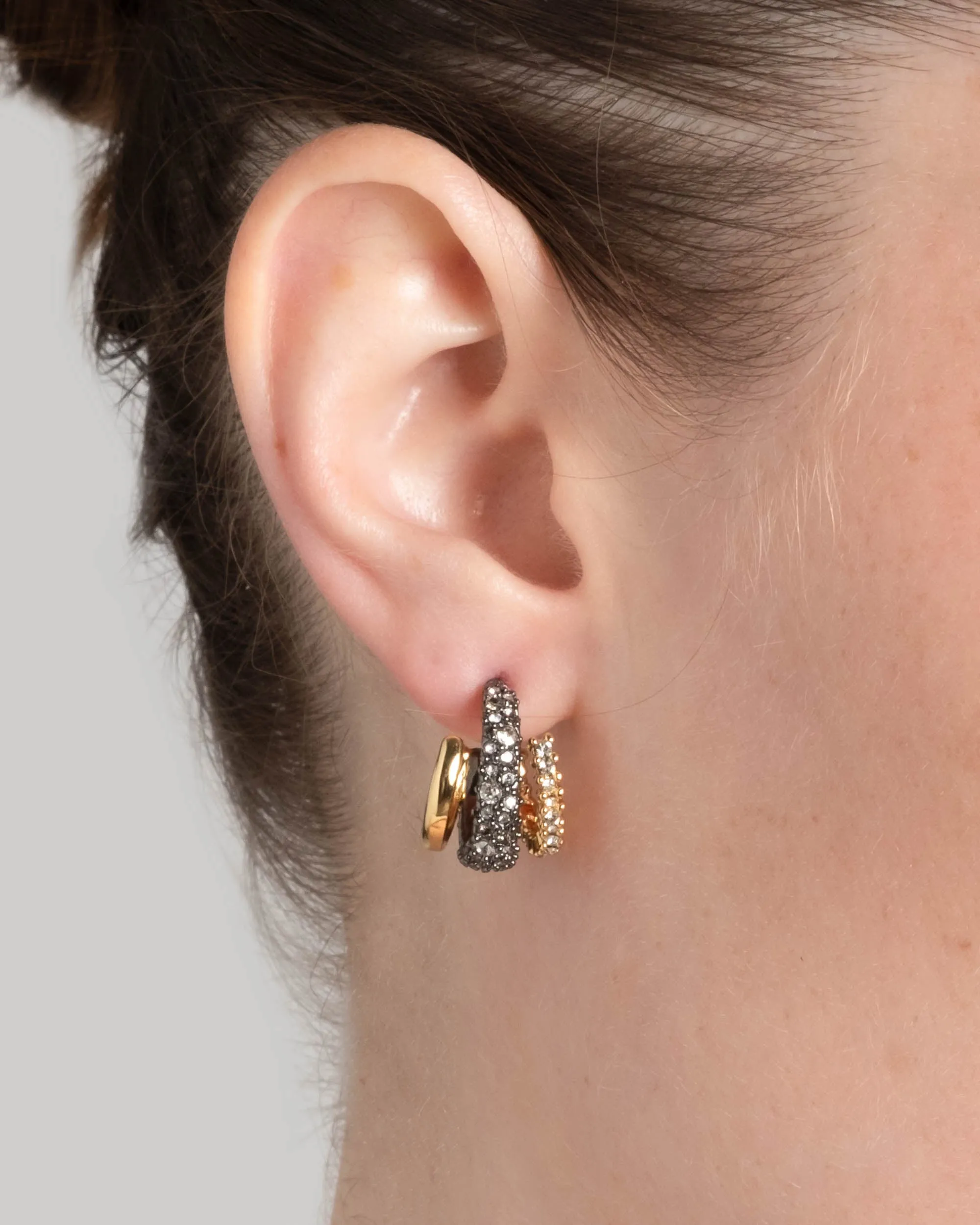Crystal Encrusted Orbiting Hoop Earring- Gunmetal sold by Alexis Bittar product image thumbnail 2