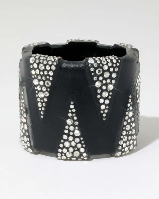 Punk Deco Lucite Crystal Wide Hinge Bracelet - Black sold by Alexis Bittar