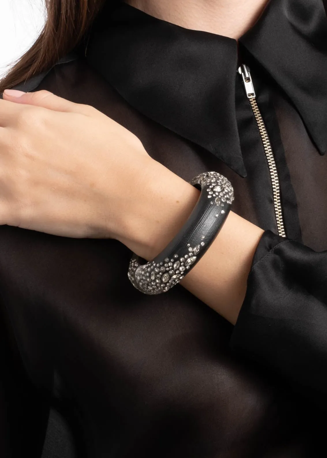 Confetti Crystal Lucite Hinge Bracelet- Black sold by Alexis Bittar product image thumbnail 2