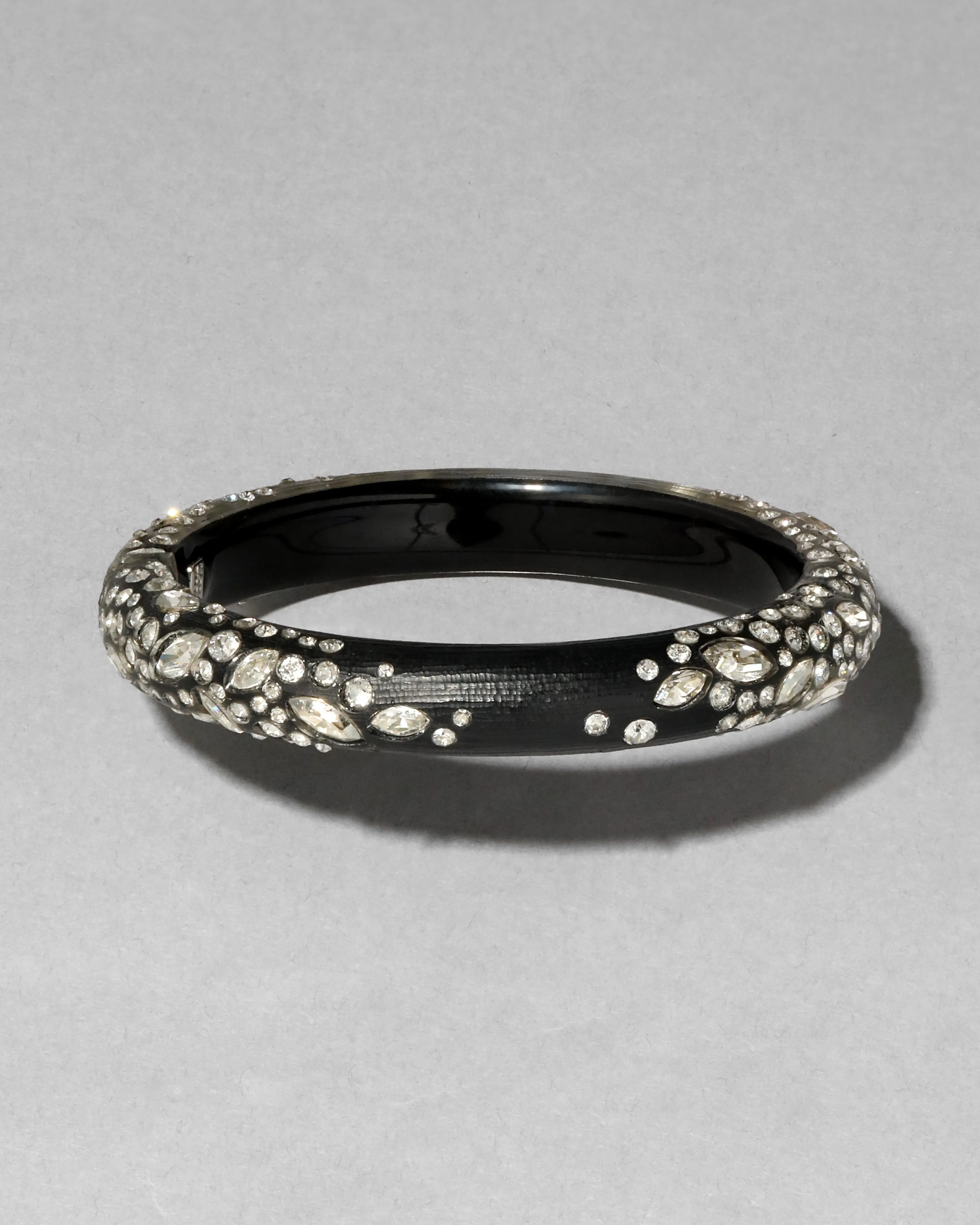 Confetti Crystal Lucite Skinny Hinge Bracelet- Black sold by Alexis Bittar