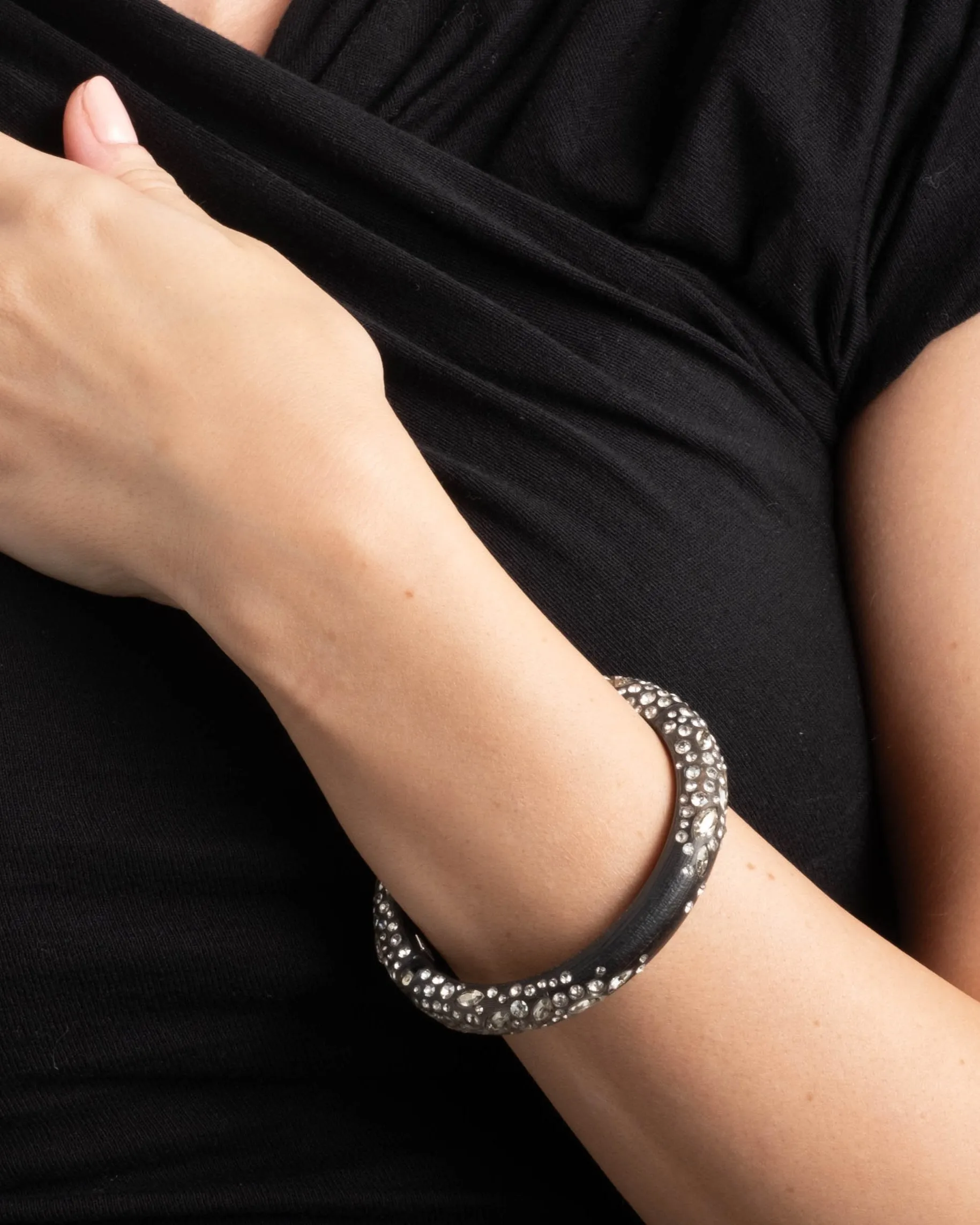 Confetti Crystal Lucite Skinny Hinge Bracelet- Black sold by Alexis Bittar product image thumbnail 2