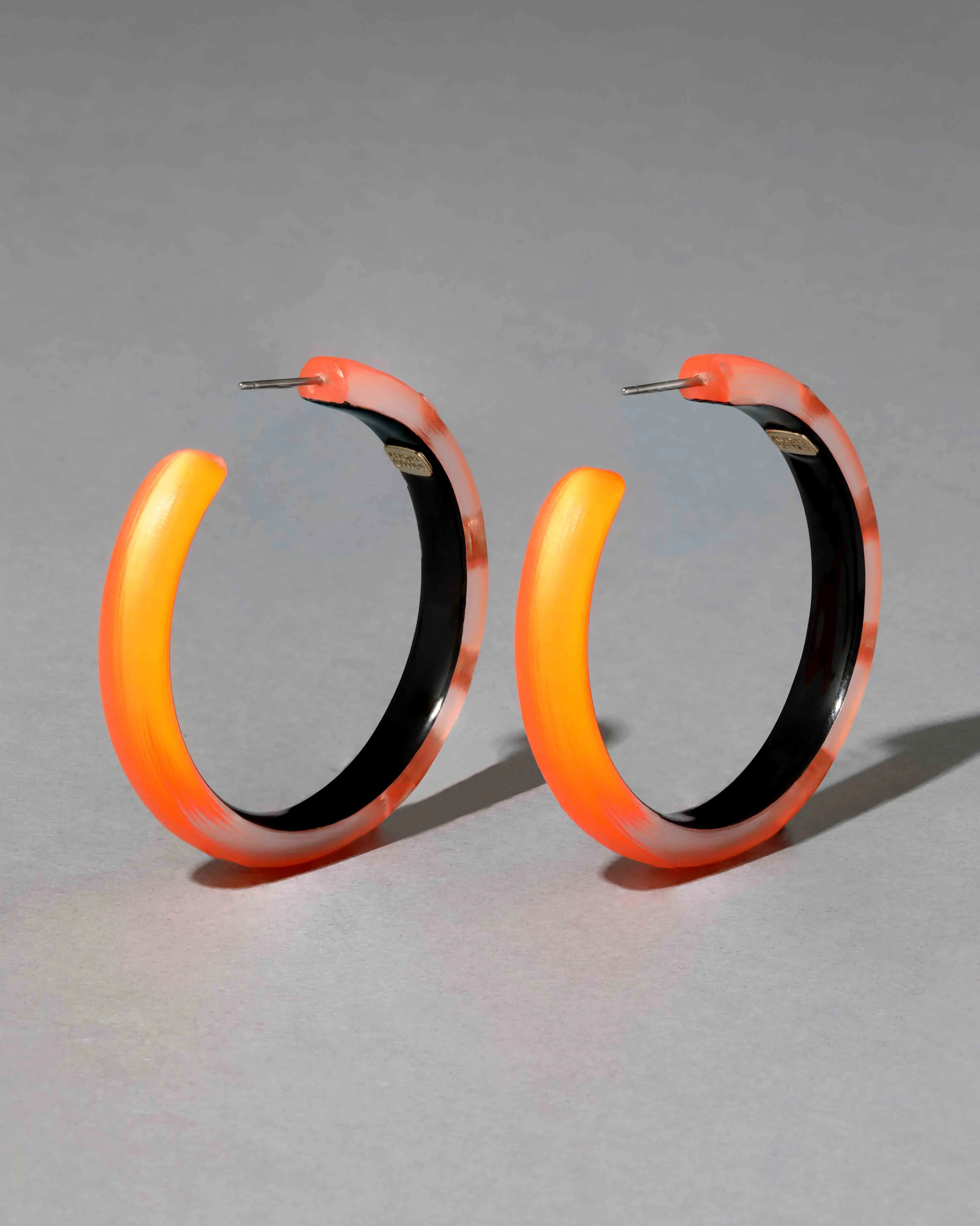 Crystal Studded Lucite Hoop Earring- Neon Orange sold by Alexis Bittar product image thumbnail 3