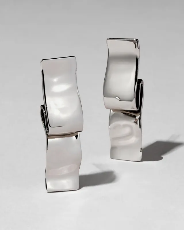 Twisted Silver Folded Ribbon Post Earring sold by Alexis Bittar