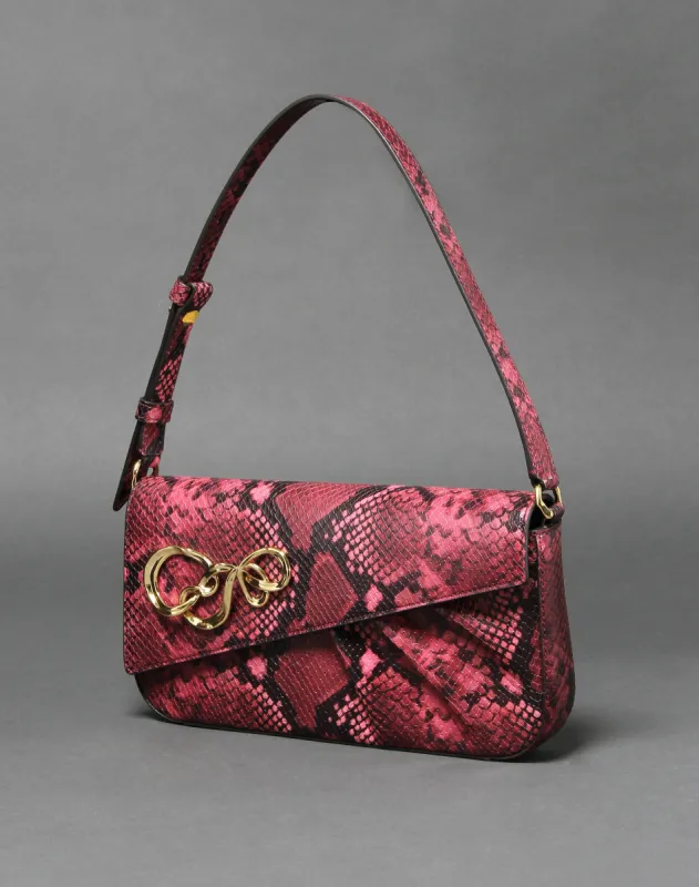 Twisted Gold Baguette Bag- Burnt Magenta Python sold by Alexis Bittar