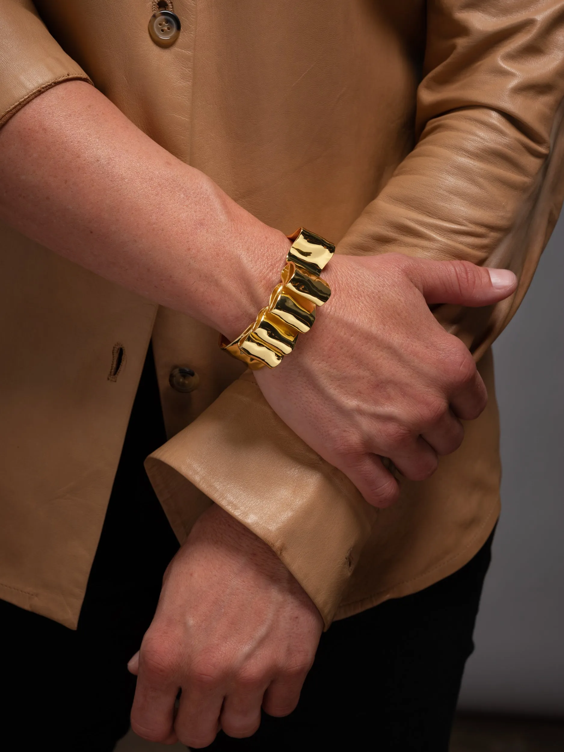 Twisted Gold Folded Ribbon Cuff Bracelet sold by Alexis Bittar product image thumbnail 5