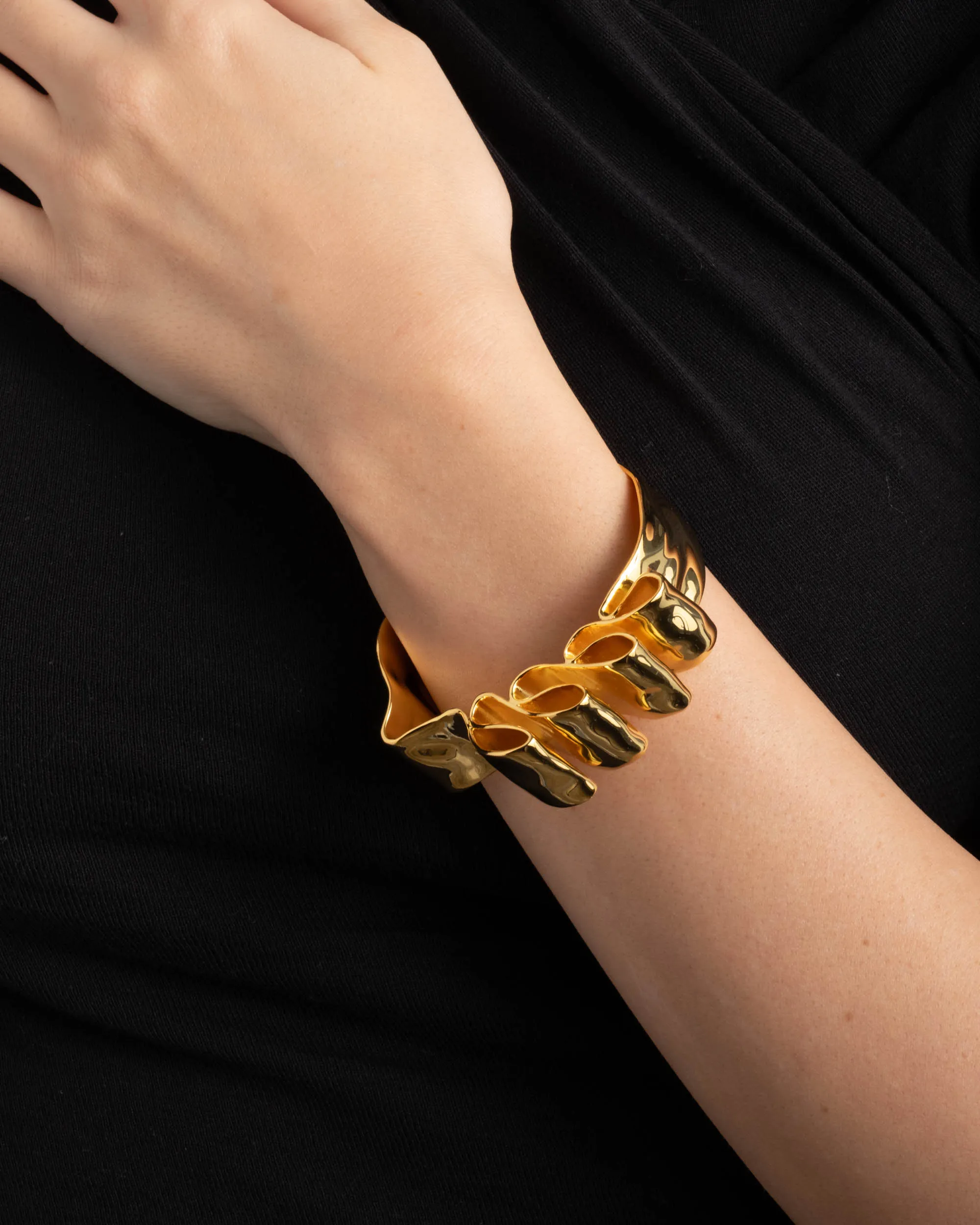 Twisted Gold Folded Ribbon Cuff Bracelet sold by Alexis Bittar product image thumbnail 2