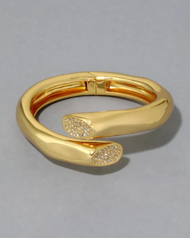 Molten Gold Crystal Accented Bypass Cuff Bracelet sold by Alexis Bittar