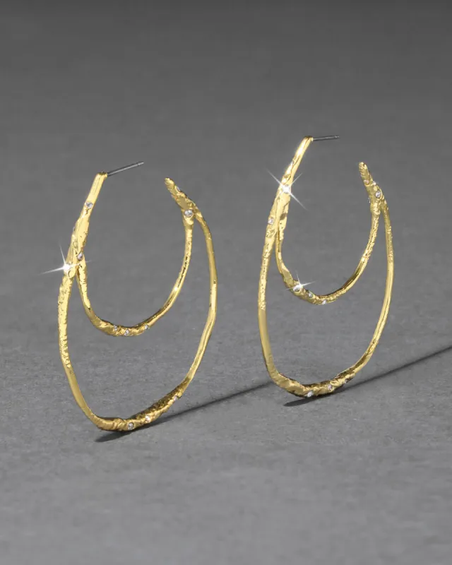 Gold Textured Double Hoop Earring sold by Alexis Bittar