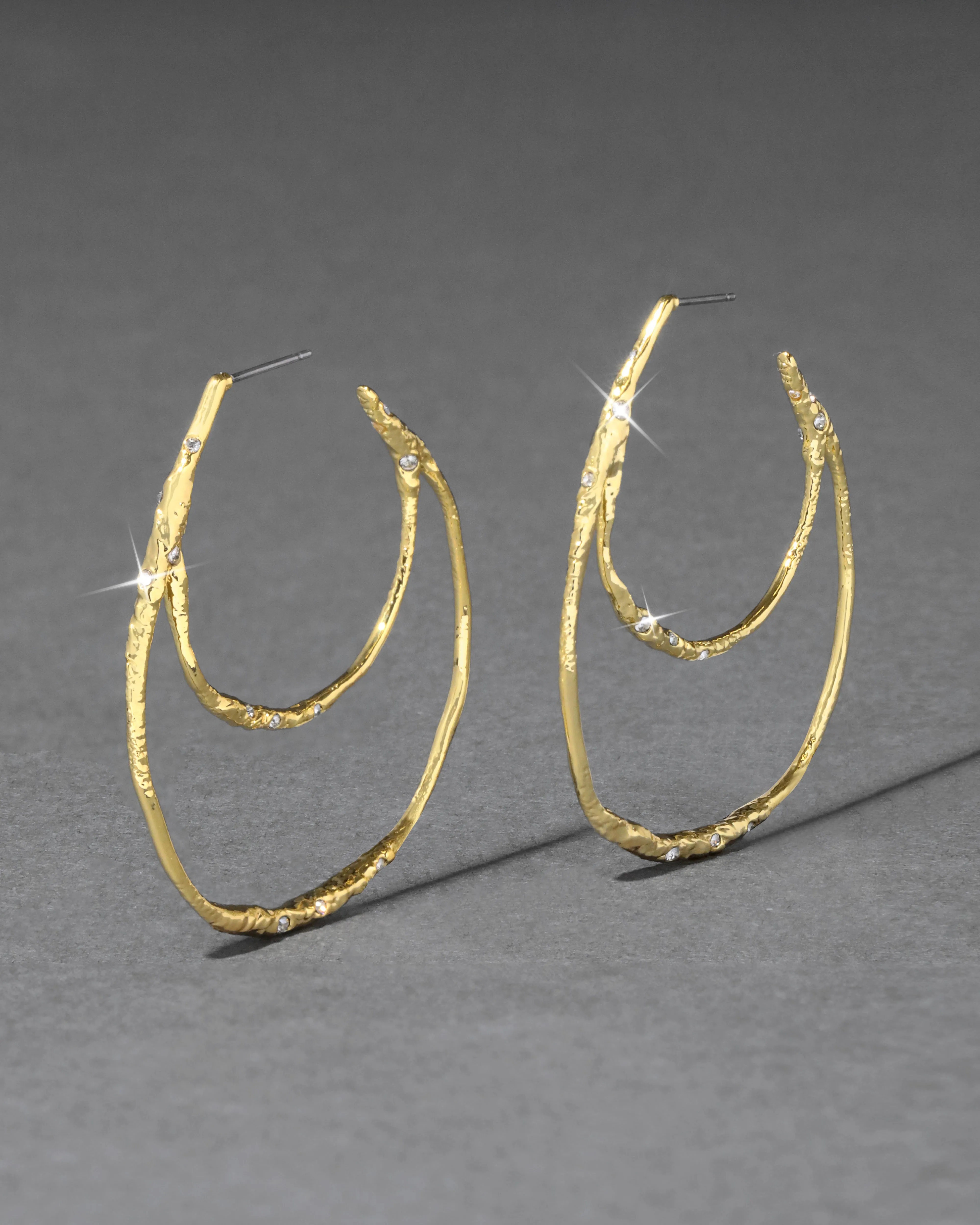 Gold Textured Double Hoop Earring sold by Alexis Bittar