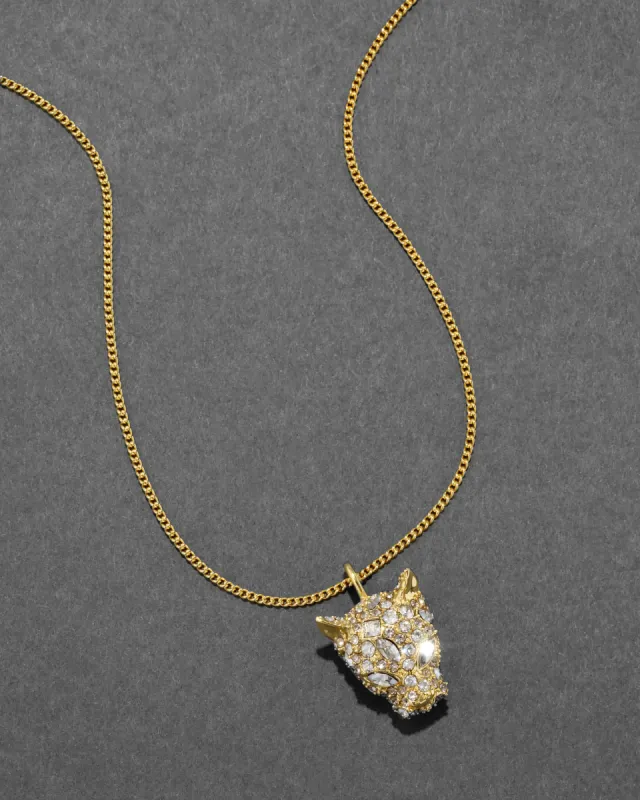 Gold Panther Crystal Pave Pendant Necklace sold by Alexis Bittar