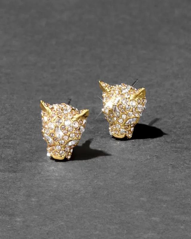 Gold Panther Crystal Pave Stud Earring sold by Alexis Bittar
