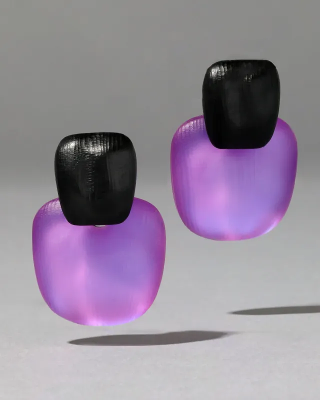 Layered Soft Square Lucite Post Earring- Techno Purple sold by Alexis Bittar