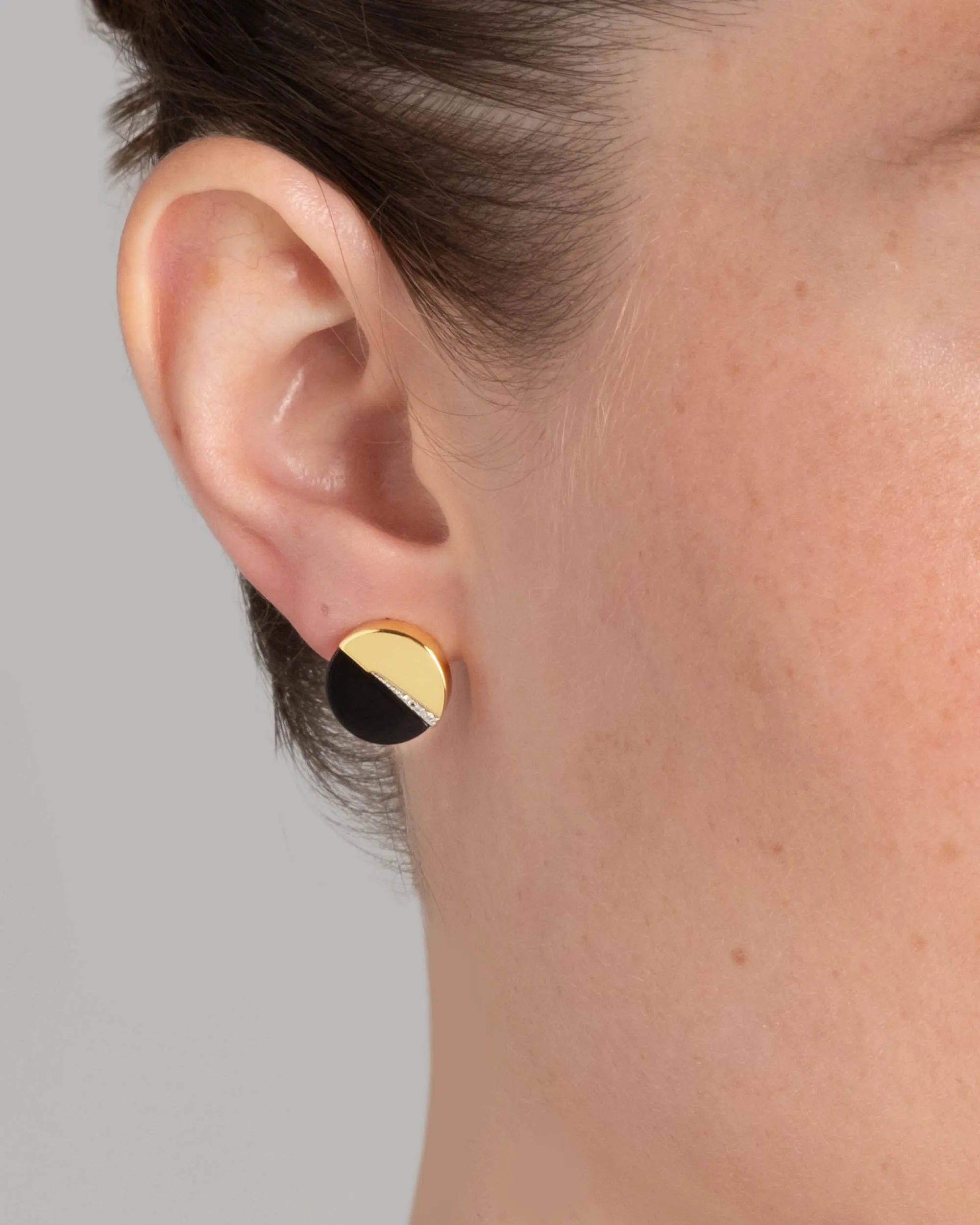 Geometric Black Agate & Crystal Disc Post Earring sold by Alexis Bittar product image thumbnail 2