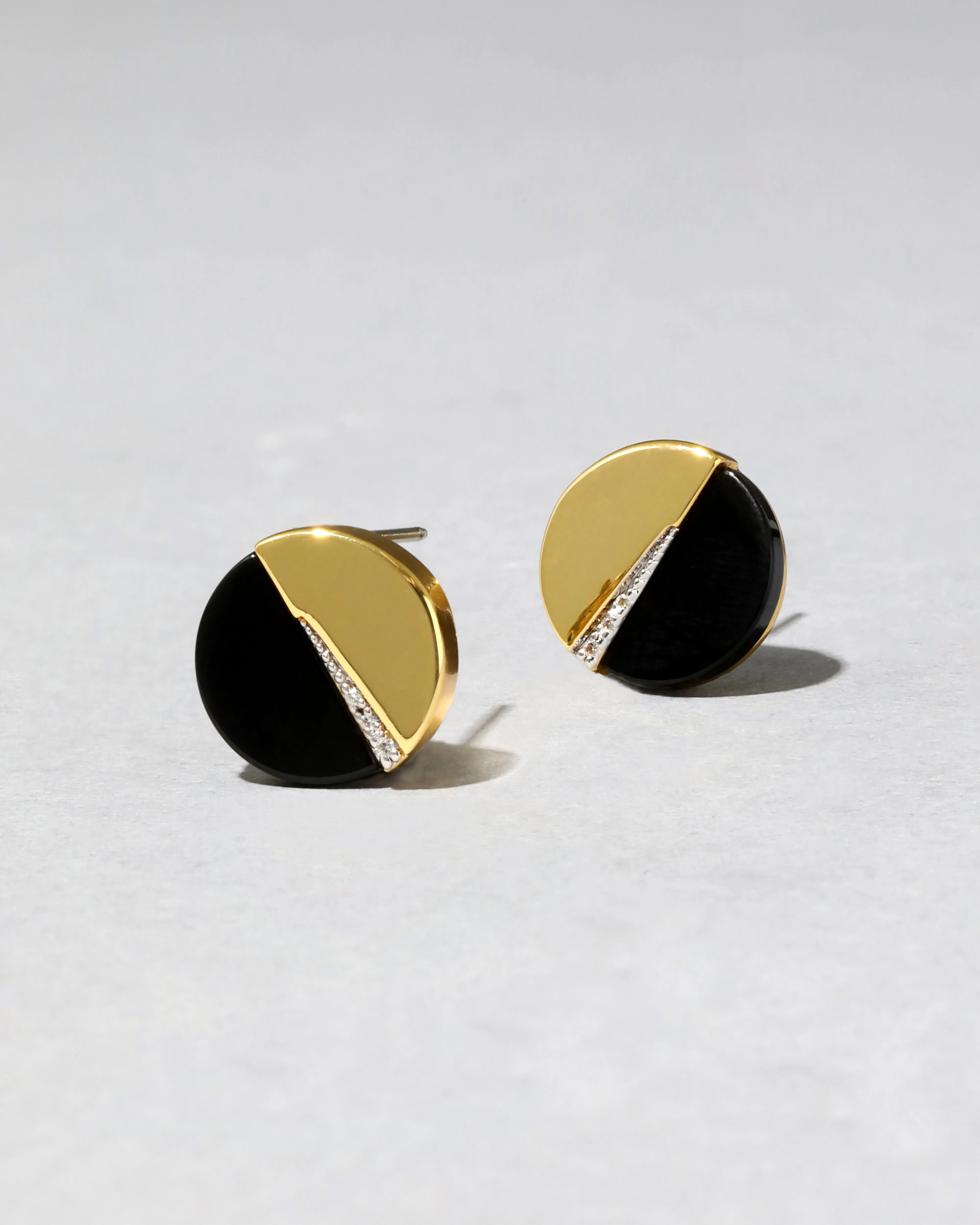 Geometric Black Agate & Crystal Disc Post Earring sold by Alexis Bittar