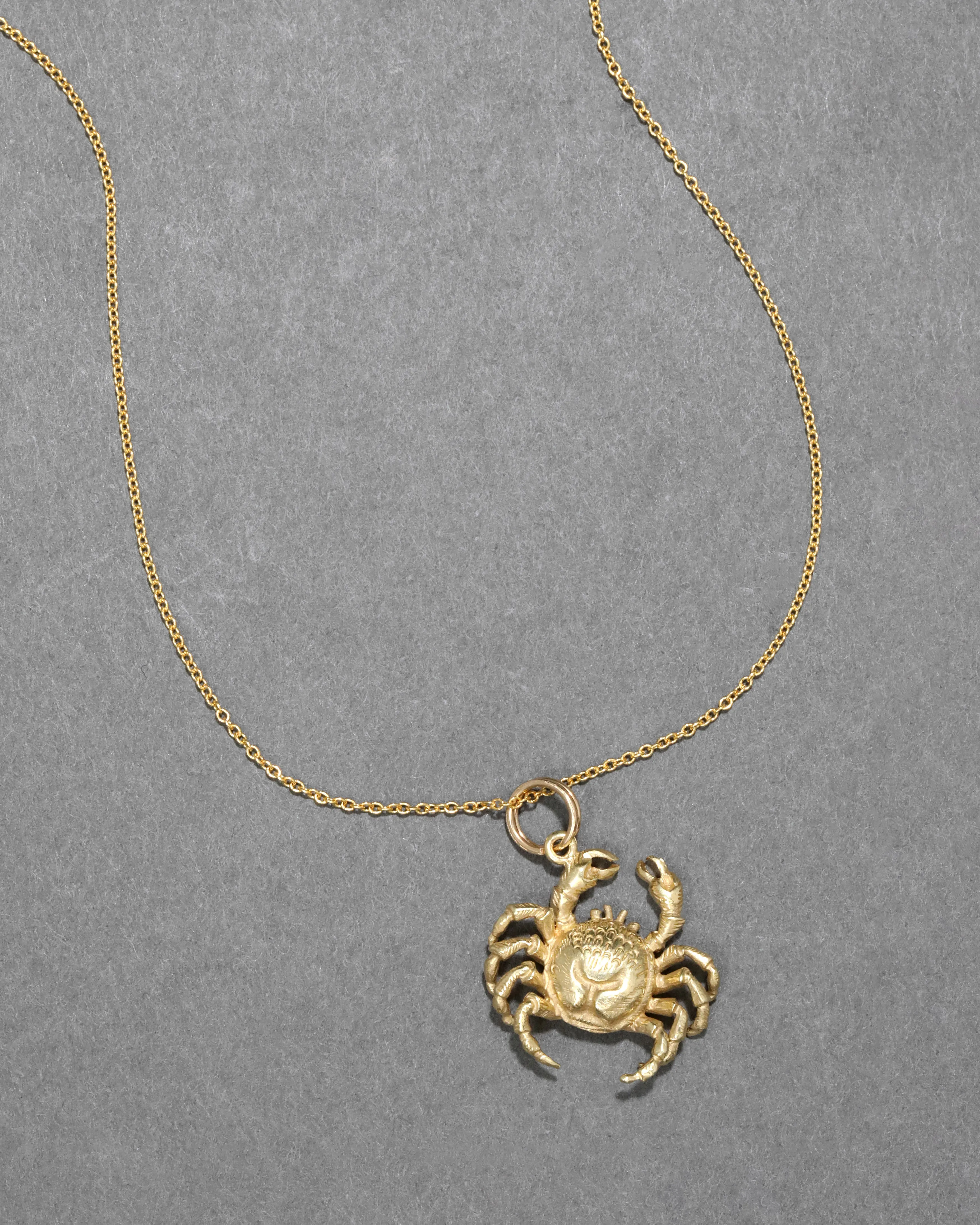 Vintage 1980s 14k Gold Cancer Zodiac Pendant Necklace sold by Alexis Bittar