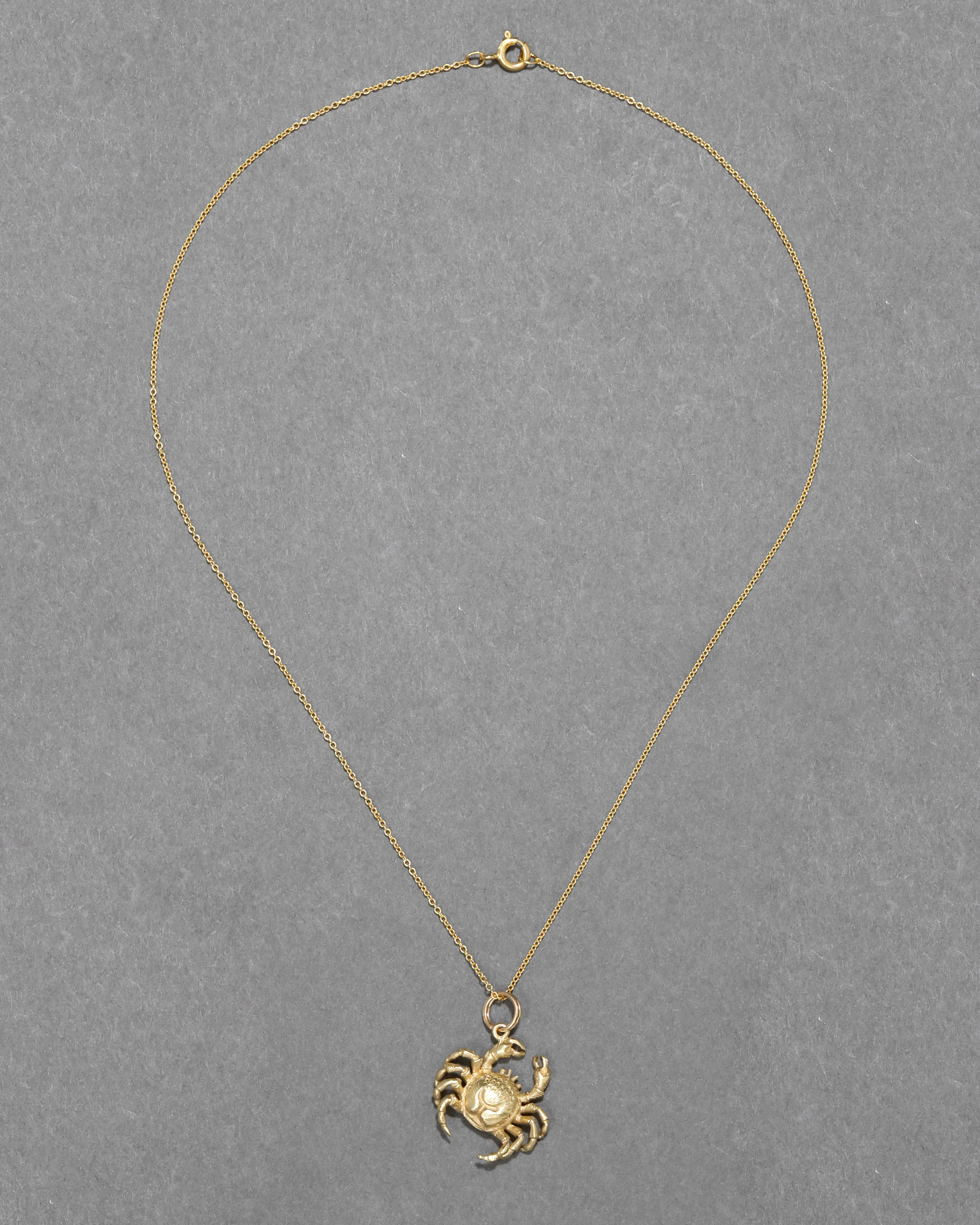 Vintage 1980s 14k Gold Cancer Zodiac Pendant Necklace sold by Alexis Bittar product image thumbnail 2