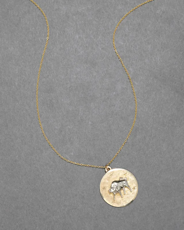 Vintage 1960s 14k White Gold & 14k Yellow Gold Taurus Pendant Necklace sold by Alexis Bittar
