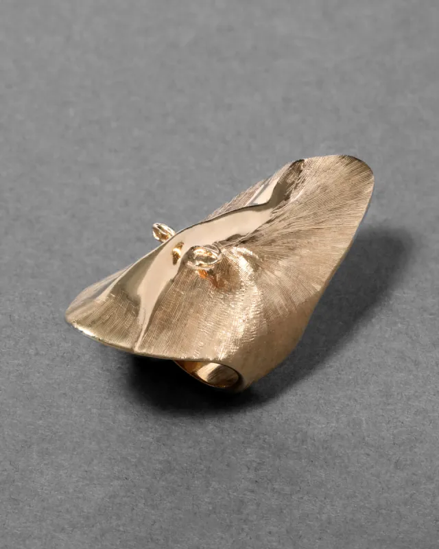 Vintage 1960s 14k Gold Hand Etched Textured Sculptural Knuckle Ring sold by Alexis Bittar