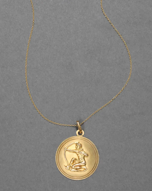 Vintage 1980s 18k Gold Zodiac Archer Pendant Necklace sold by Alexis Bittar